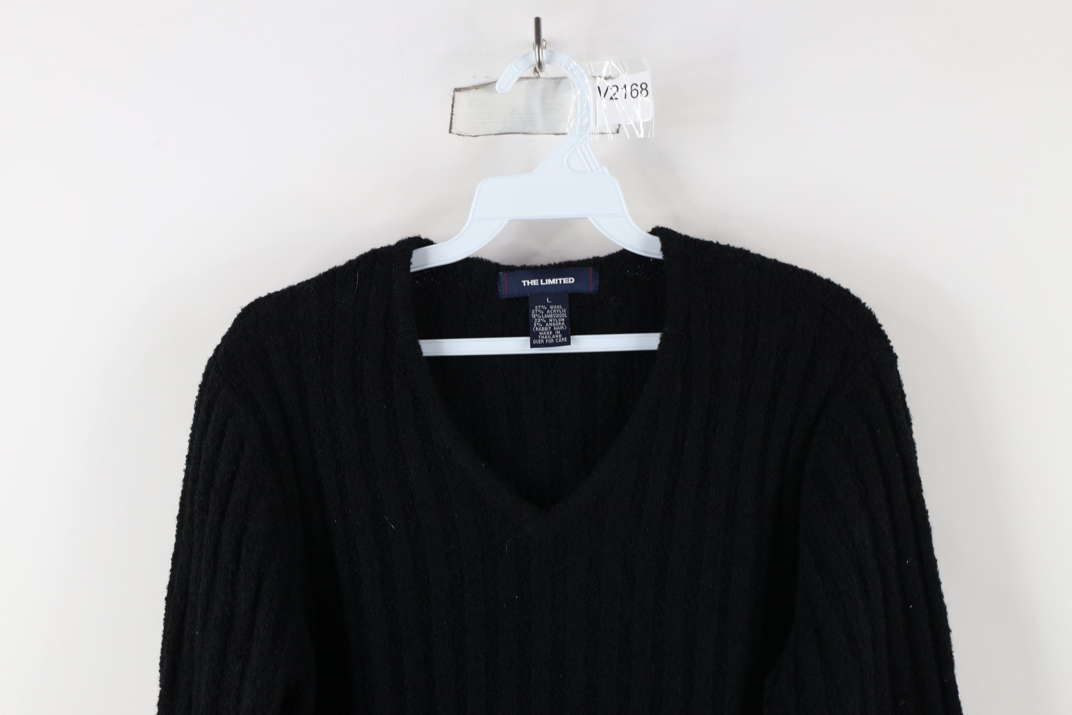 Vintage Vintage Y2K 90s Baby Doll Blend Ribbed Knit Sweater Black Size L / US 10 / IT 46 - 2 Thumbnail