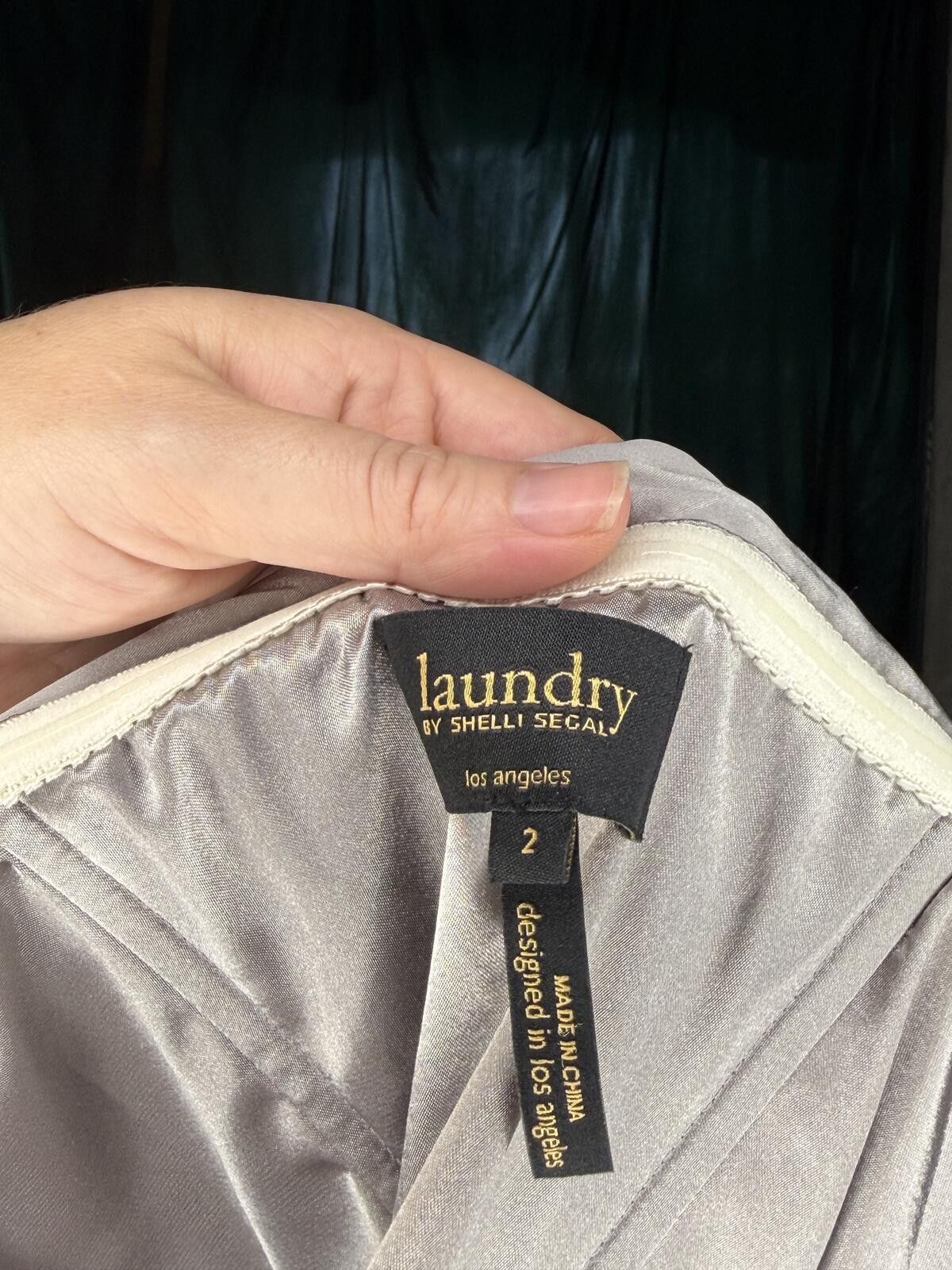 Laundry by Shelli Segal NWT Laundry by Shelli Segal 100% Silk - Steel Silver (Sz:2) Size XS / US 0-2 / IT 36-38 - 6 Thumbnail