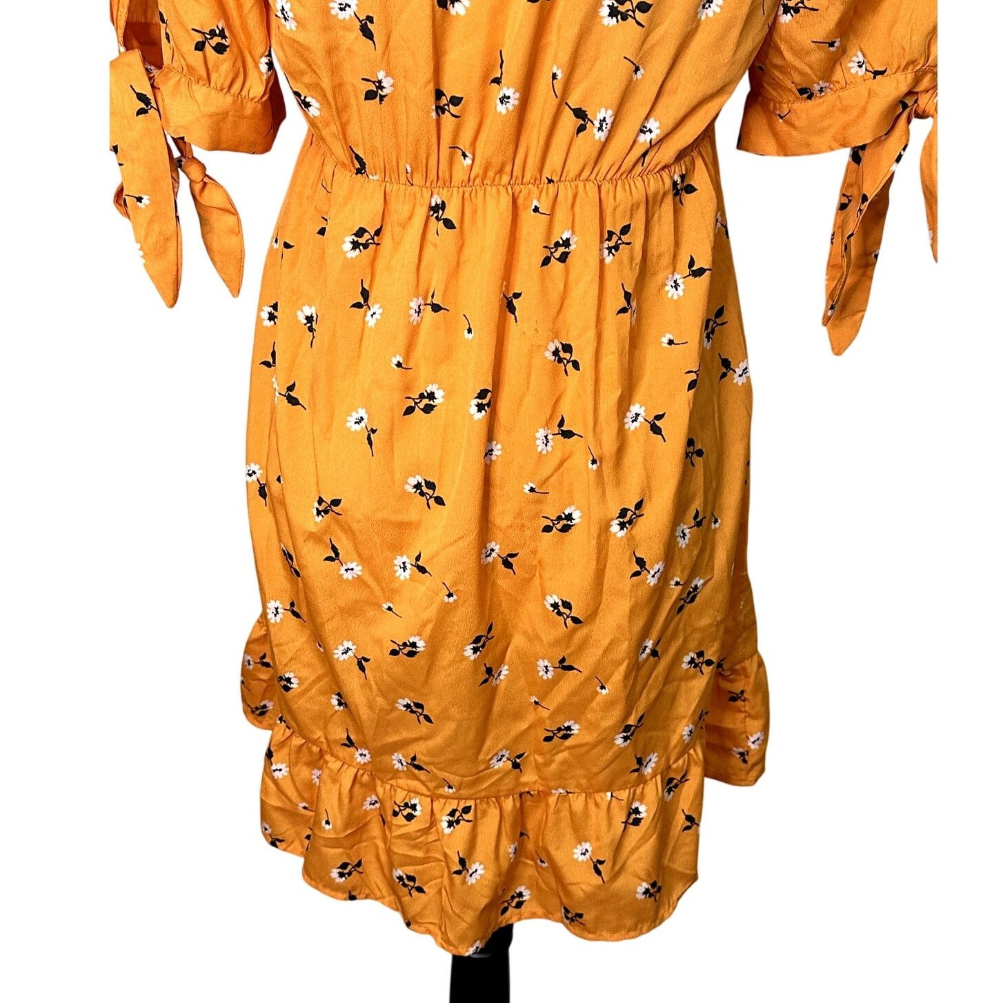 Other Vero Mada Womens Orange Floral Tie Short Sleeve Mini Dress M Size M / US 6-8 / IT 42-44 - 7 Thumbnail