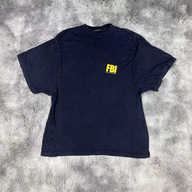 Balenciaga Balenciaga FBI Logo Short Sleeve T-Shirt- DMC Size US S / EU 44-46 / 1 - 1 Thumbnail