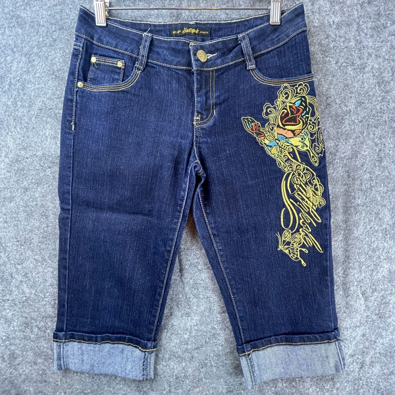 Southpole Southpole Jean Shorts Womens 7 Butterfly Embroidered Y2K 90s Size 29" - 1 Thumbnail