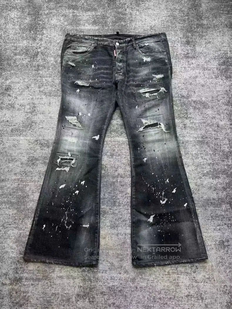 Dsquared2 DSQUARED2 Distressed Rhinestone Flare Jeans. Size US 34 / EU 50 - 1 Thumbnail