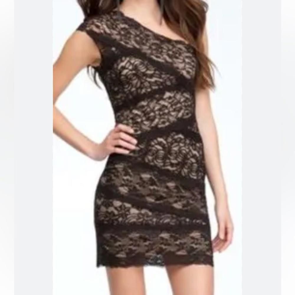 United Colors Of Benetton Bebe l NWT Black Lace One Shoulder Bandage Dress XS Size XS / US 0-2 / IT 36-38 - 1 Thumbnail