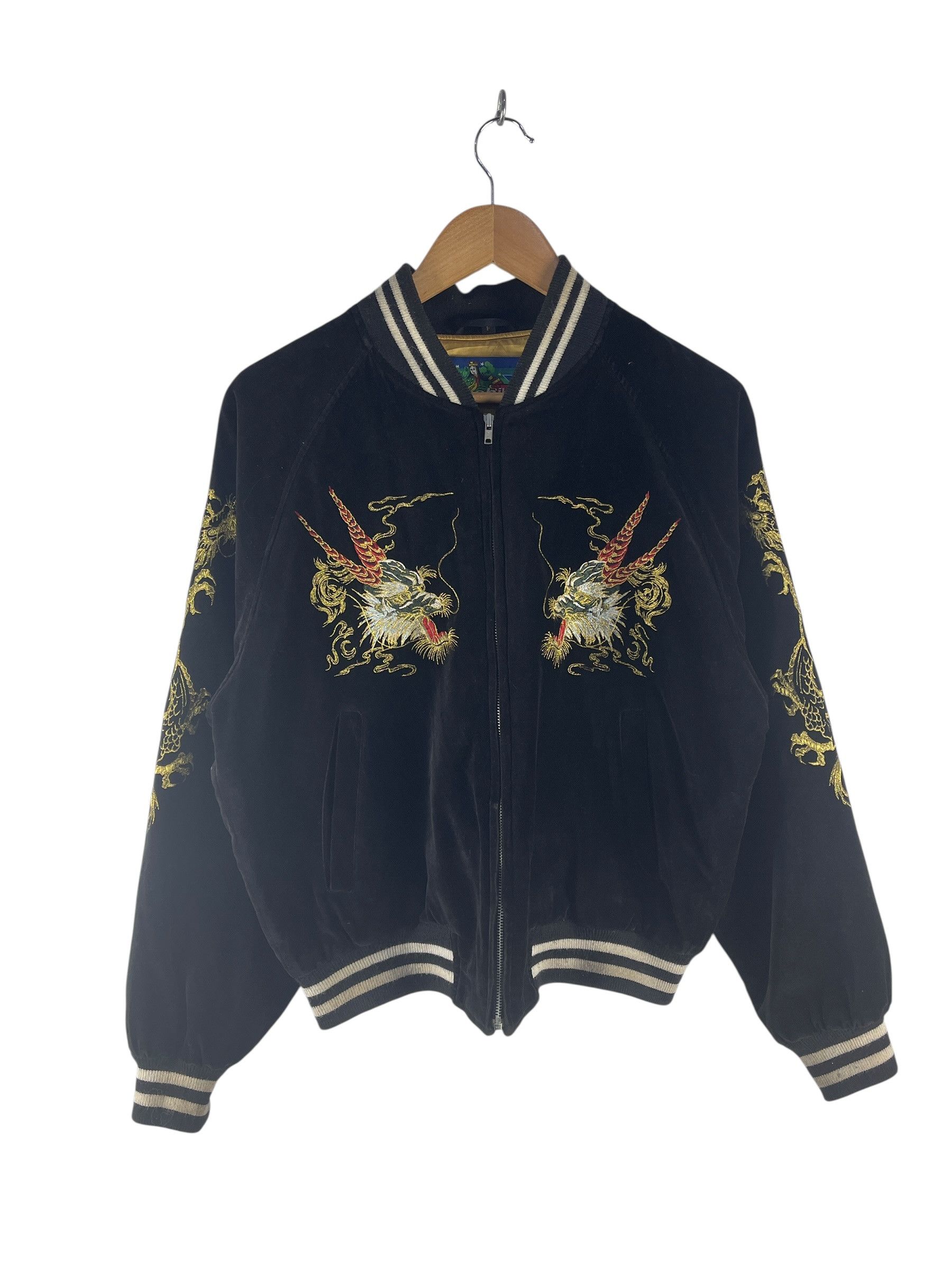 Japanese Brand Vintage Hoshihime Dragon Sukajan Jacket Black Velvet Feel Size US L / EU 52-54 / 3 - 4 Thumbnail