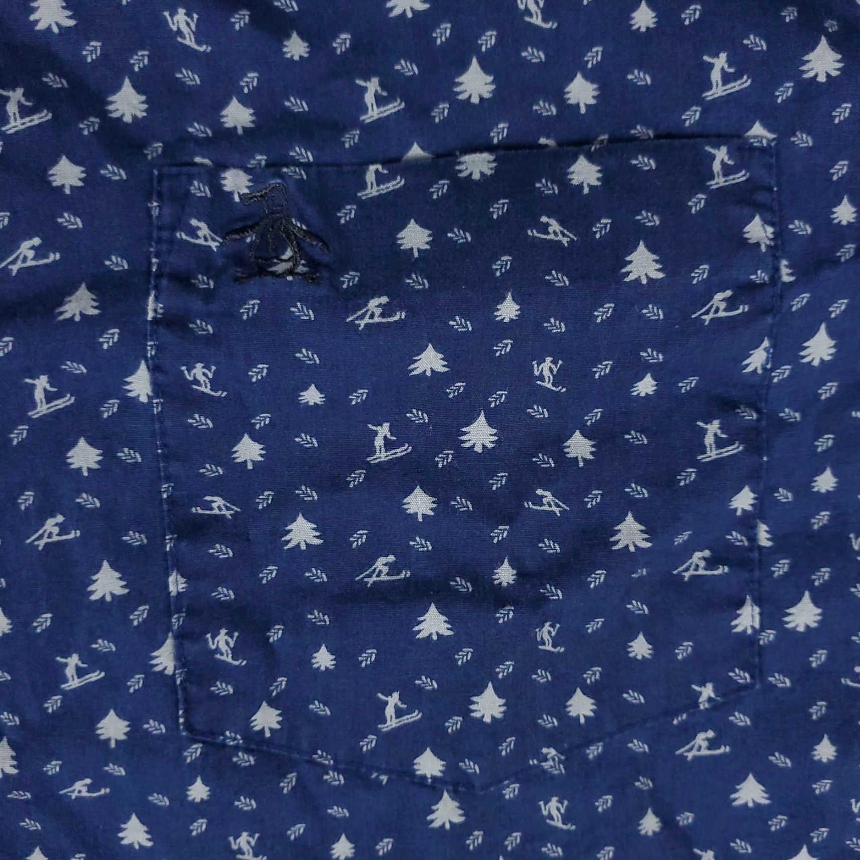 Original Penguin VINTAGE Original Penguin Men's Button-Up Shirt XL Blue Skiing Print Casual Short Sleeve Cotton Size US XL / EU 56 / 4 - 3 Thumbnail