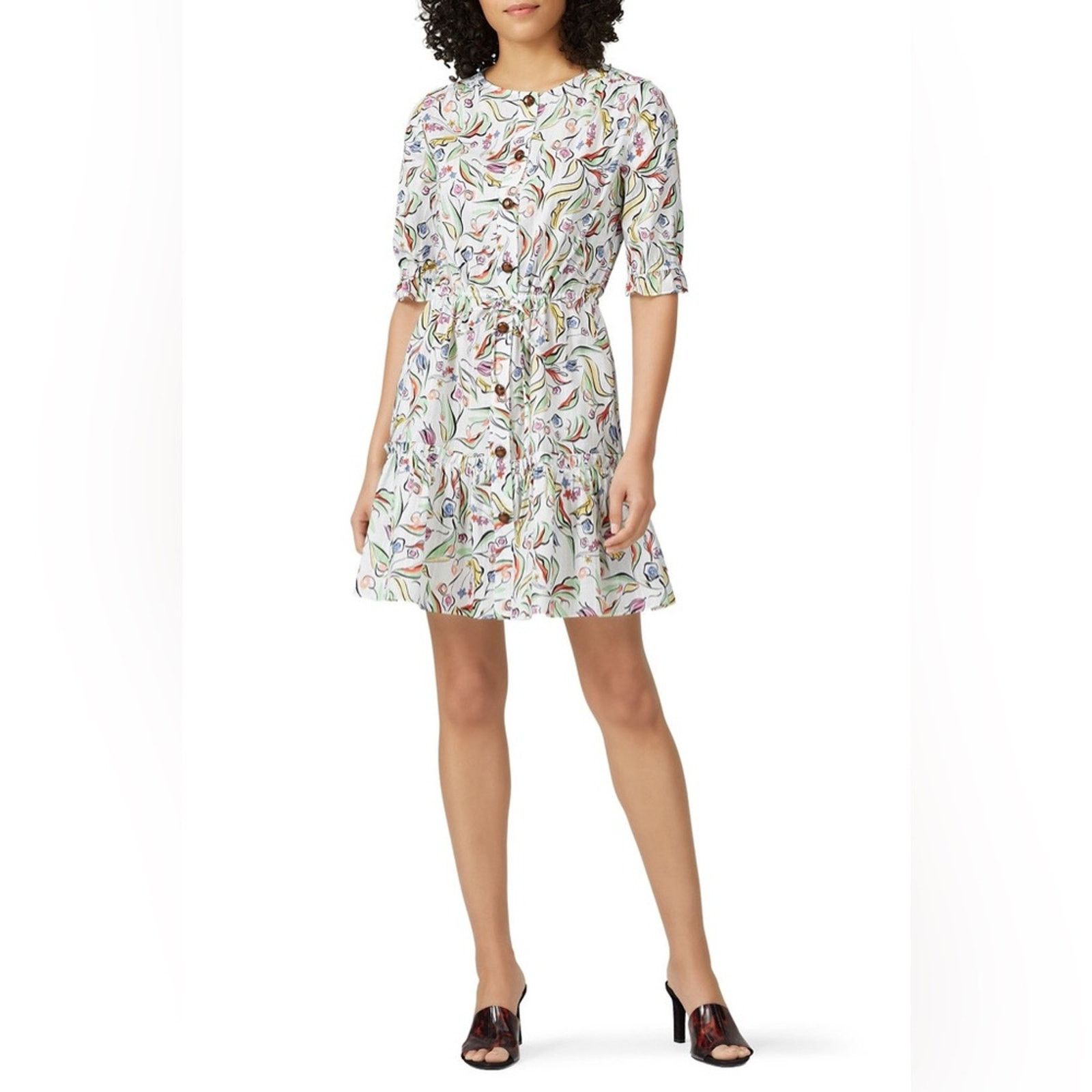 Other SALONI Billie C Textured Tie Waist Summer Dress Wildflower 4 Size S / US 4 / IT 40 - 3 Thumbnail