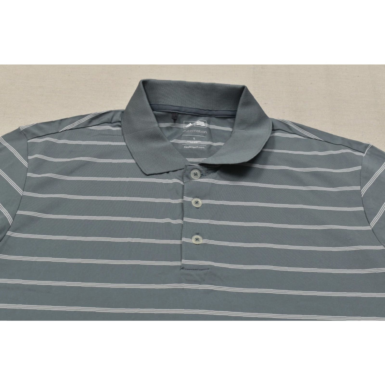 Adidas Adidas Golf Puremotion Polo Shirt Mens Large Gray White Striped Short Sleeve Polo Casual Activewear Sports Golf Shirt Mens Large Gray White Striped Size US L / EU 52-54 / 3 - 7 Thumbnail