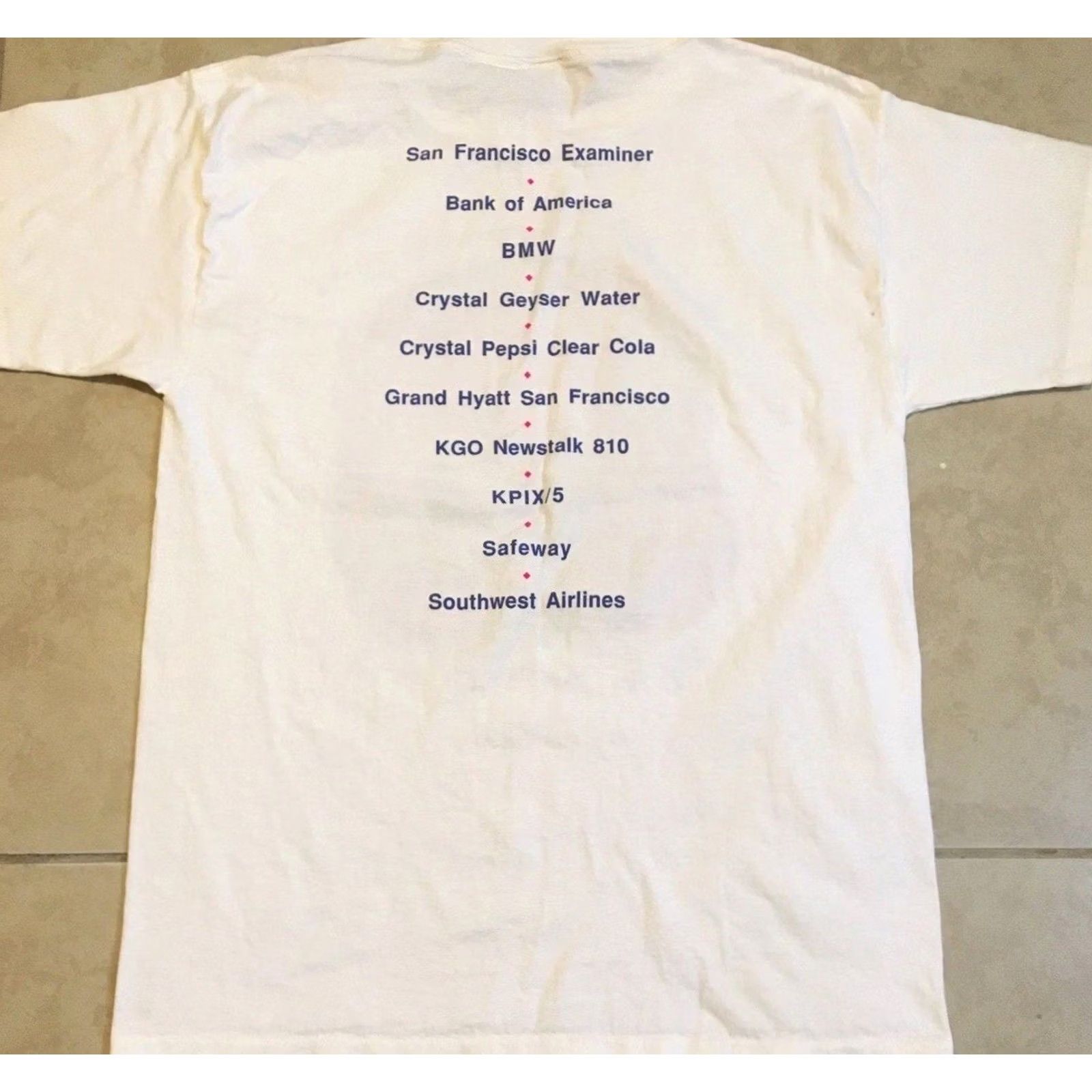 BMW VINTAGE San Francisco Examiner Faded Abstract Art Shirt XL 90s Cowboy Grunge White Mens T-Shirt Size US XL / EU 56 / 4 - 2 Thumbnail