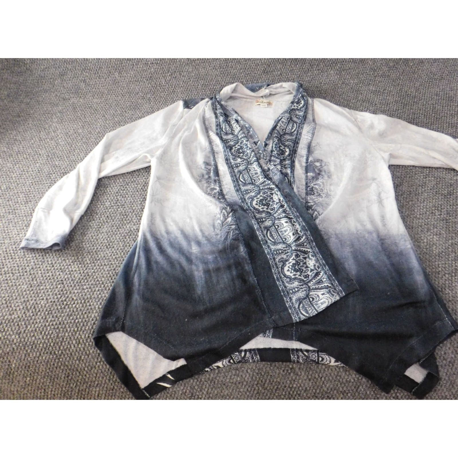 Vintage White Stag Cardigan Sweater Womens XL Blue Open Knit Raglan Sleeve Round Neck Pullover Stretch Geometric Pattern Modern Size XL / US 12-14 / IT 48-50 - 6 Thumbnail