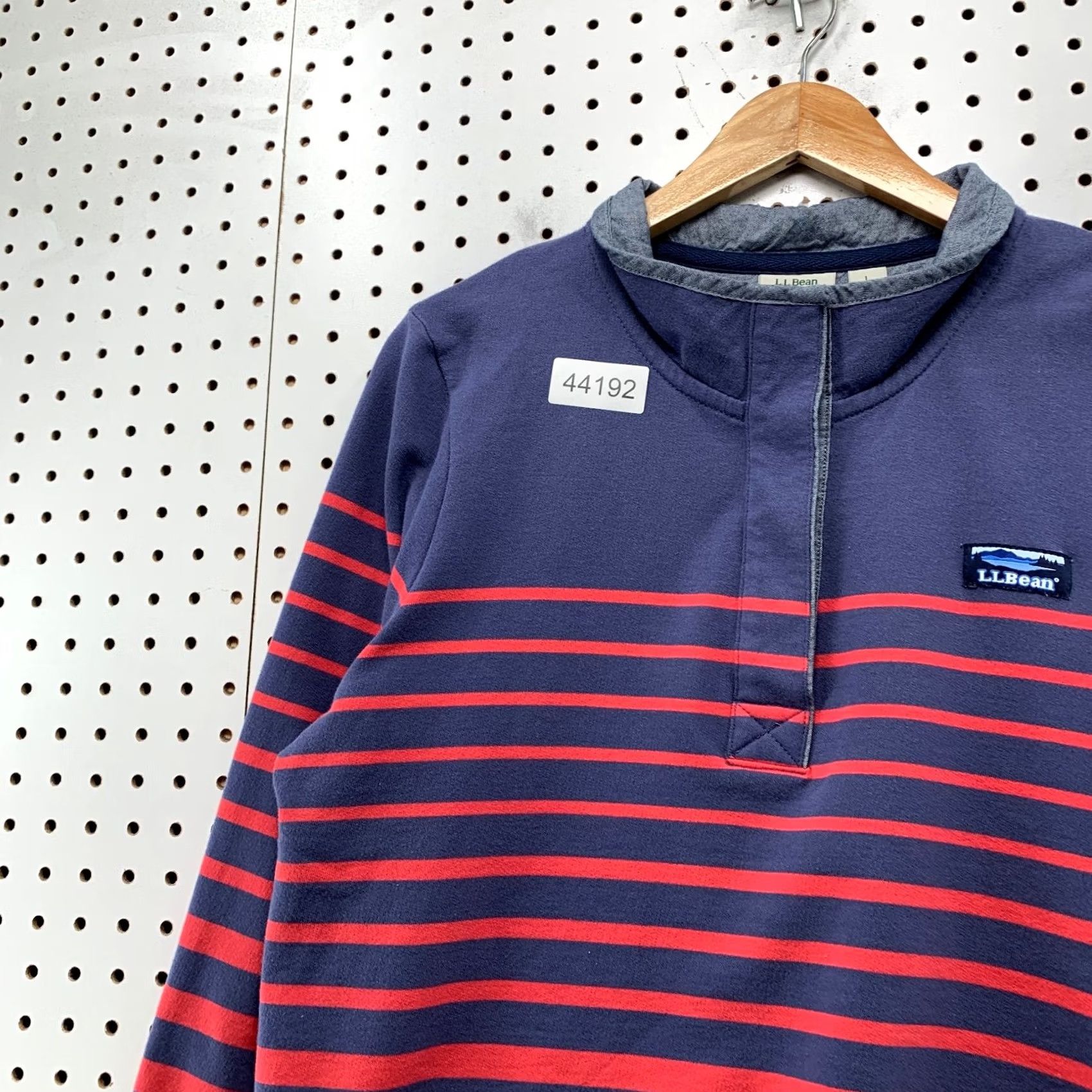 Vintage L.L.Bean Soft Cotton Rugby Henley Pullover Sweatshirt Womens Large Blue Red Size L / US 10 / IT 46 - 7 Thumbnail