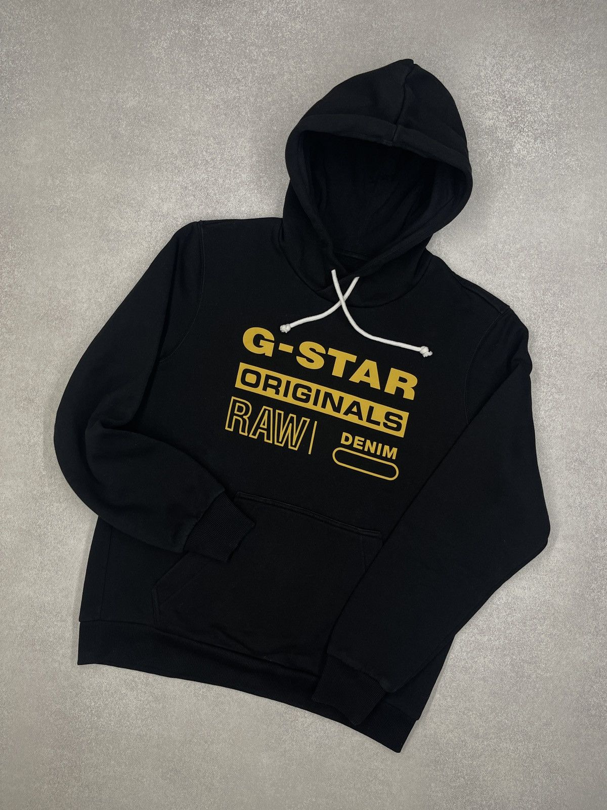 Mens G Star Raw Swando Hoodie Black Big Logo Size XL