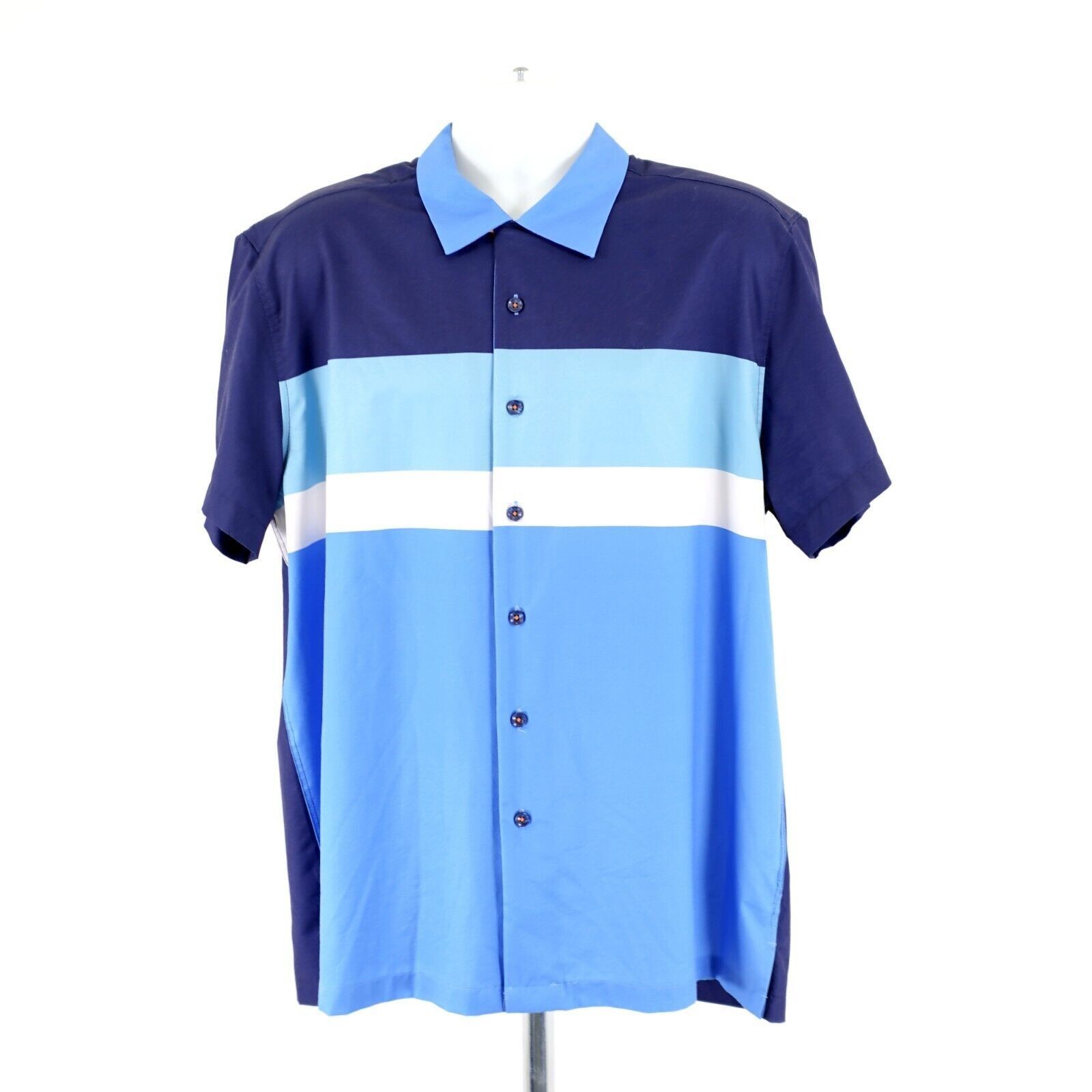 Tallia Tallia Sport Blue 2XL Striped Blue Short Sleeve Collared Dre Size US XXL / EU 58 / 5 - 4 Thumbnail