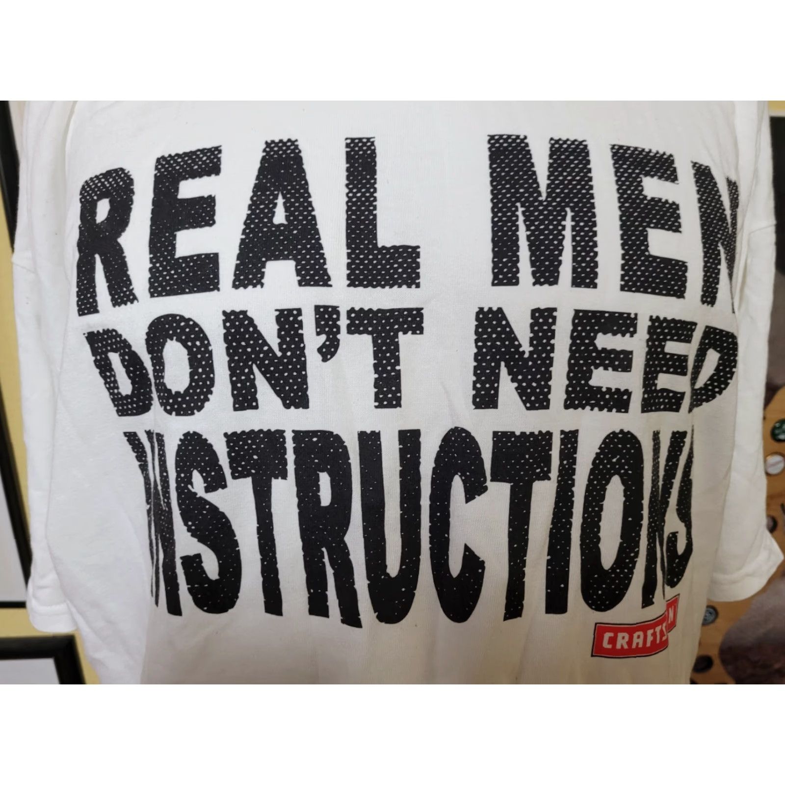 Vintage Craftsman Tools Real Men Don't Need Instructions T Shirt XL Dad DIY Funny Shirt Mens White Short Sleeve Cotton Graphic Tee Size US XL / EU 56 / 4 - 3 Thumbnail