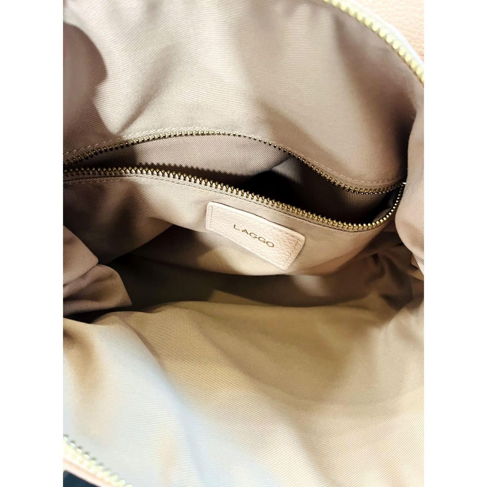 Vintage LAGGO Shoulder Bag Womens Large Beige Leather Tote Purse Studded Pocket Size ONE SIZE - 4 Thumbnail
