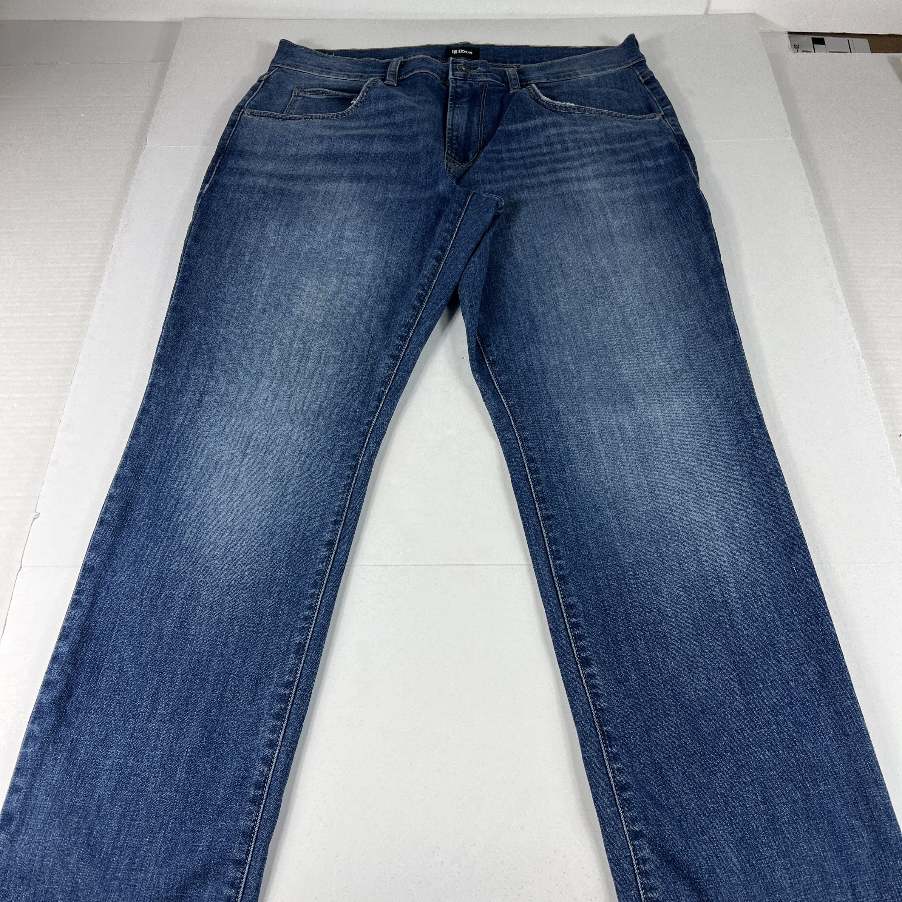 Hudson Hudson Jeans Blake Slim Straight Blue Stretch Denim Size US 35 - 1 Thumbnail