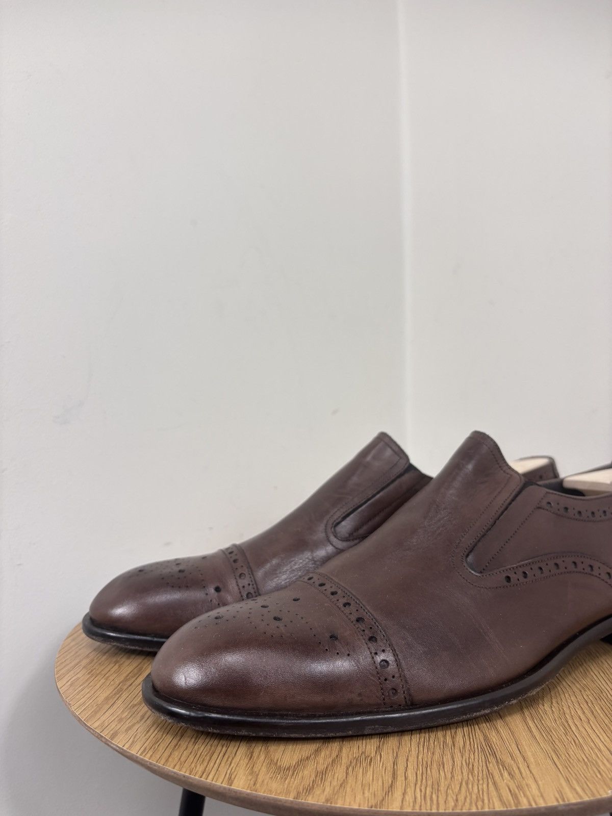 Baldinini Baldinini Men’s Brown Leather Cap Toe Slip On Dress Shoes Size US 12 / EU 45 - 10 Thumbnail