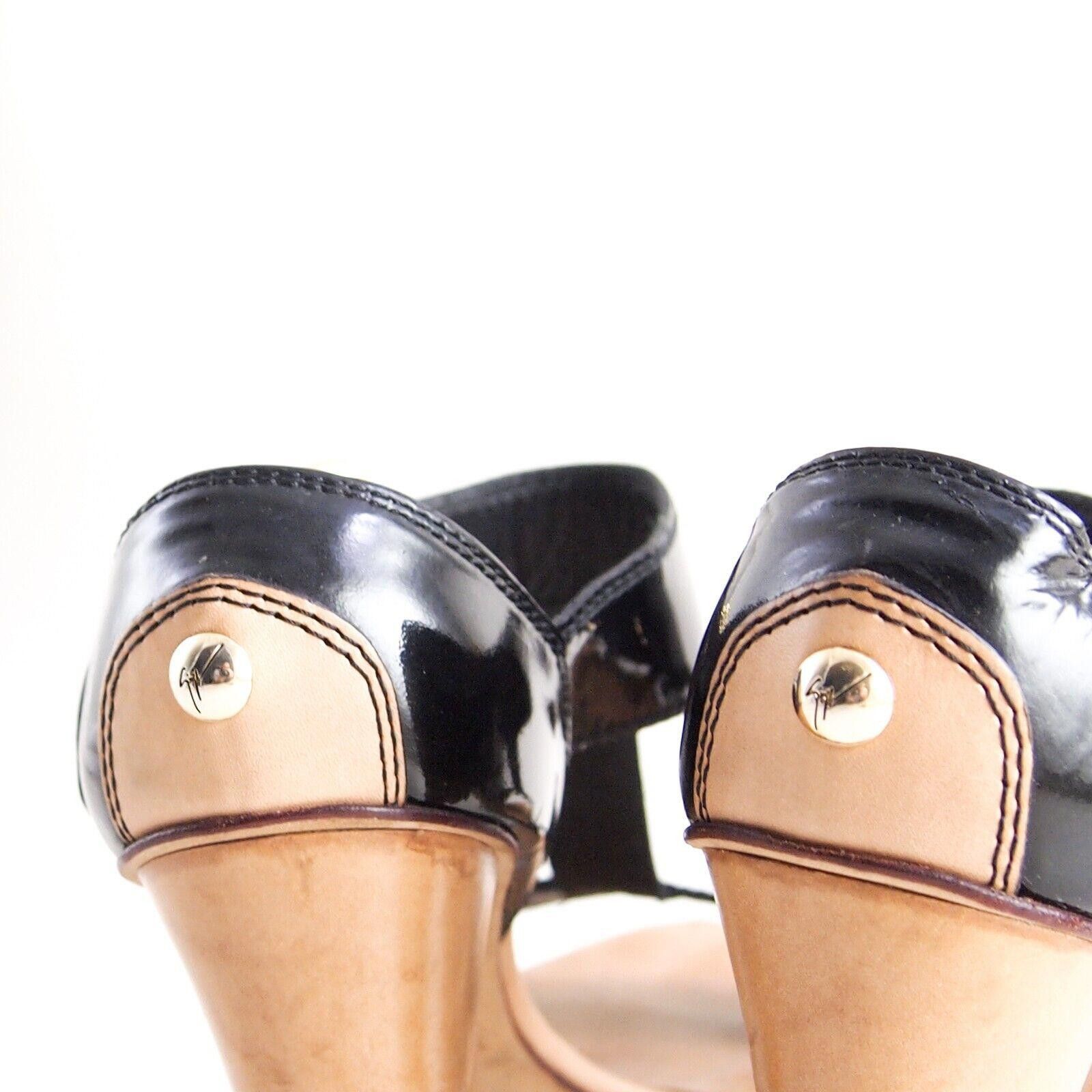 Giuseppe Zanotti Zanotti T Strap Sandals Black Nude Leather Womens US 8 EU 38 Size US 8 / IT 38 - 7 Thumbnail