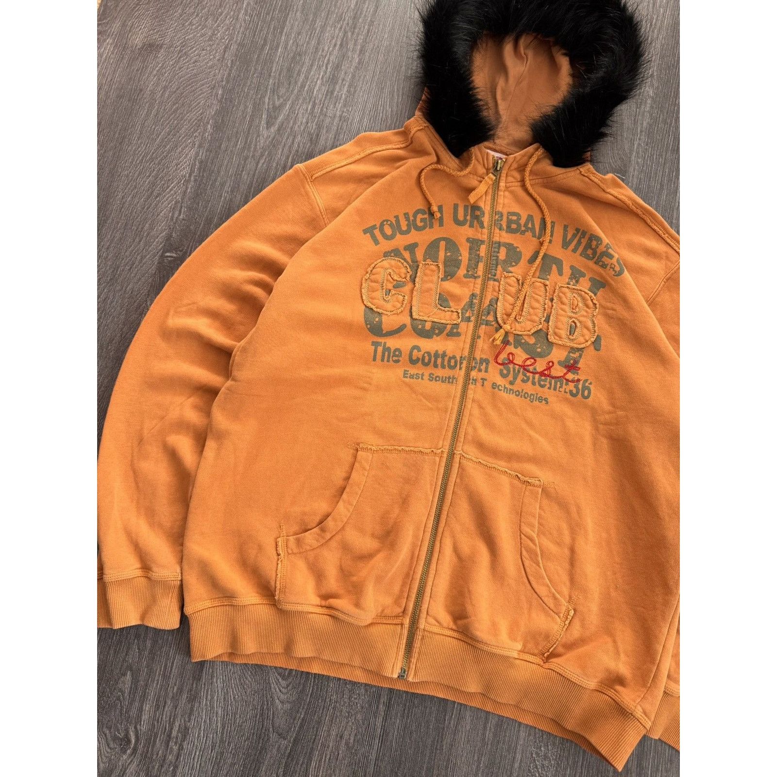Vintage Y2K Vintage Orange Fur Zip Hoodie Size US XL / EU 56 / 4 - 2 Thumbnail