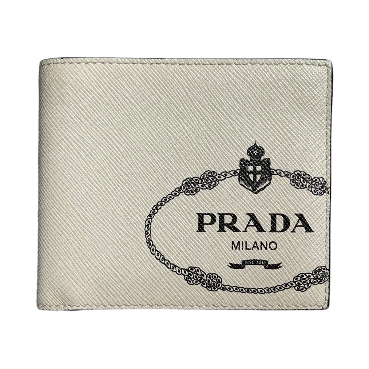 image of Prada Logo Bifold Wallet in White, Men's