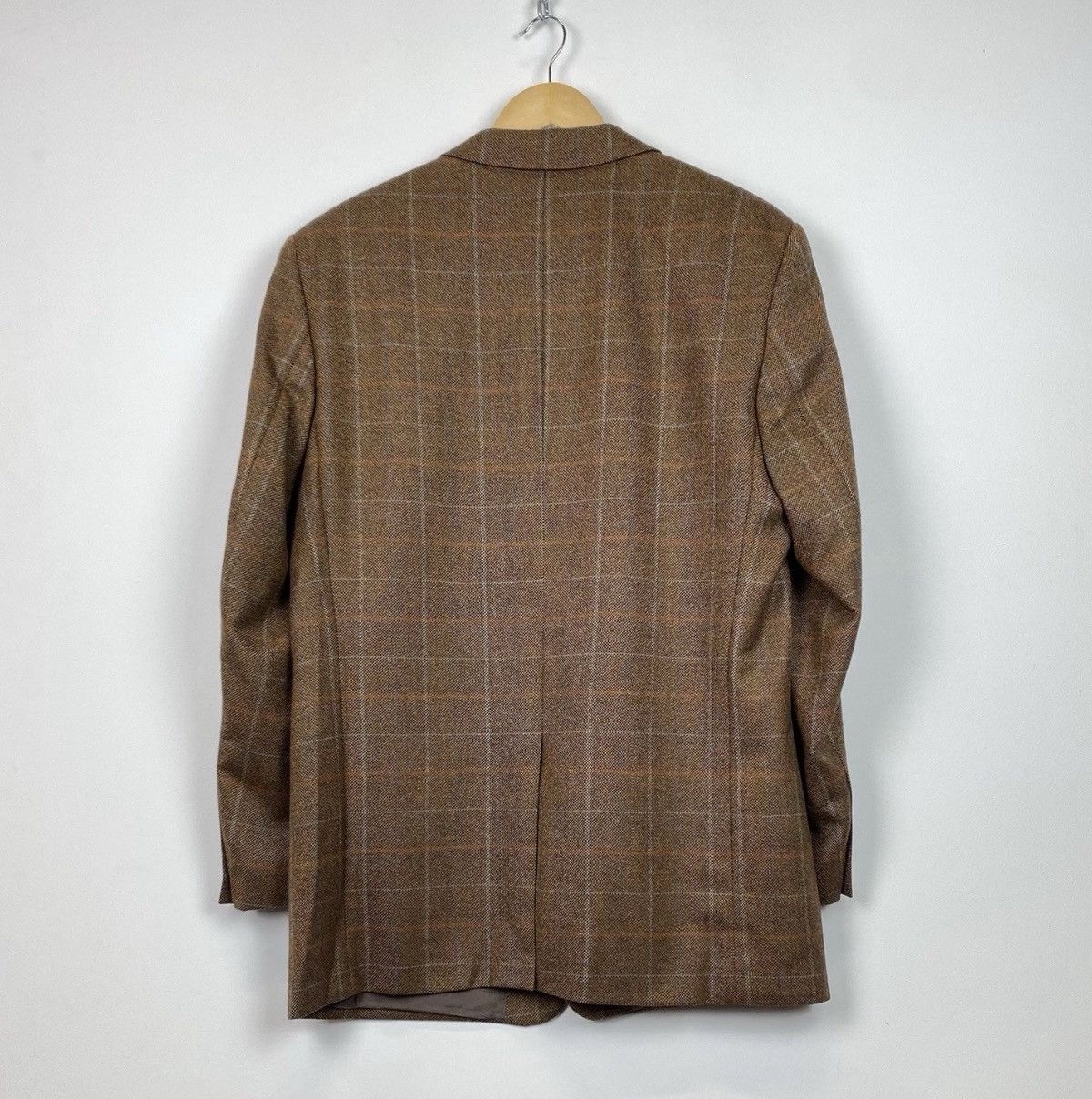 Harris Tweed Mario Barutti 3 Buttons Blazer Jacket Brown Wool Cashmere Size 52R - 12 Thumbnail