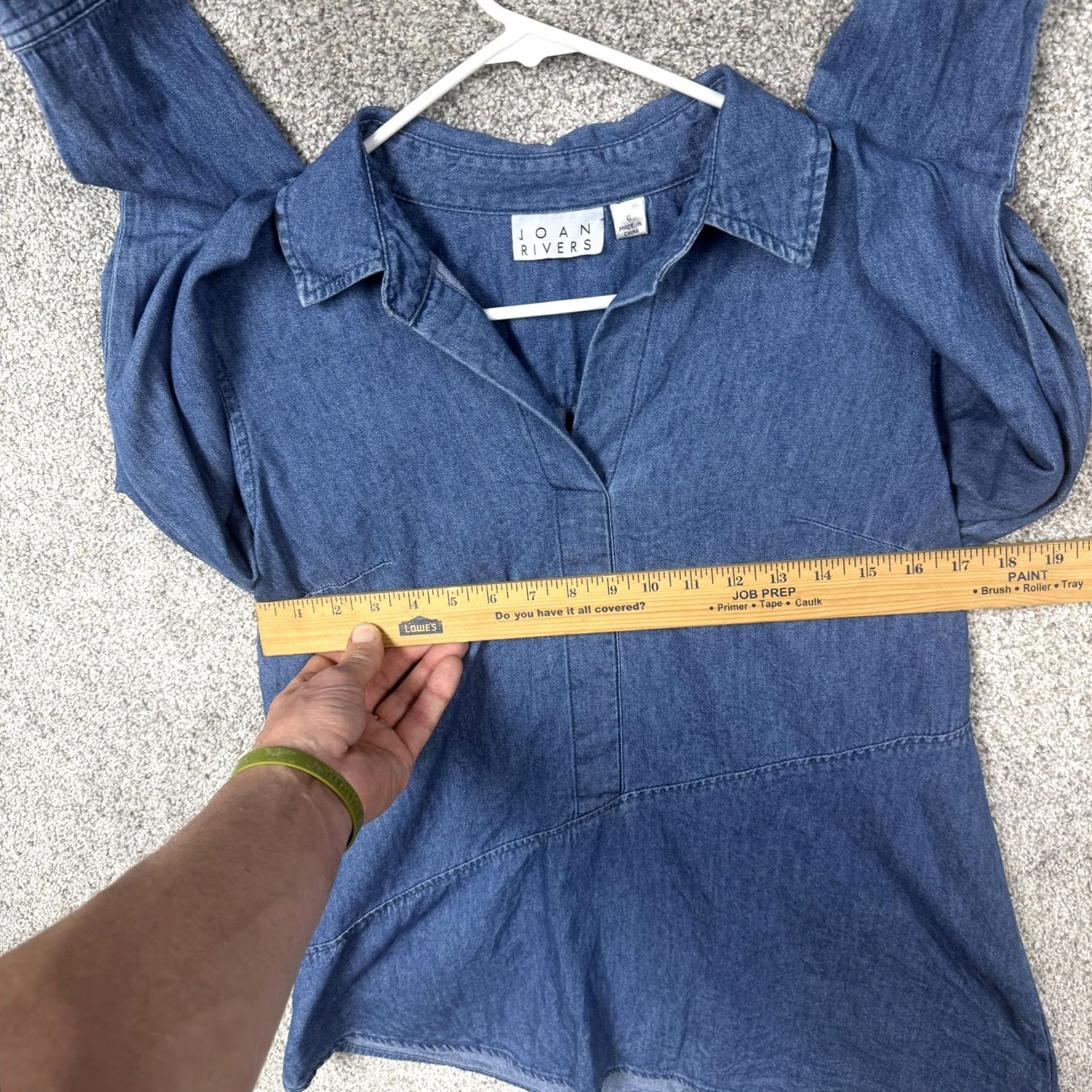 Vintage Joan Rivers Tunic Blouse Blue Cotton Denim Long Sleeve Collared Asymmetrical Hem Casual Top Women Size 6 Size M / US 6-8 / IT 42-44 - 4 Thumbnail