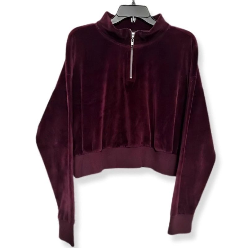 Other Abound Cropped Sweatshirt Velvet 1/4 Zip Maroon Size 1X NWOT Size XL / US 12-14 / IT 48-50 - 1 Thumbnail
