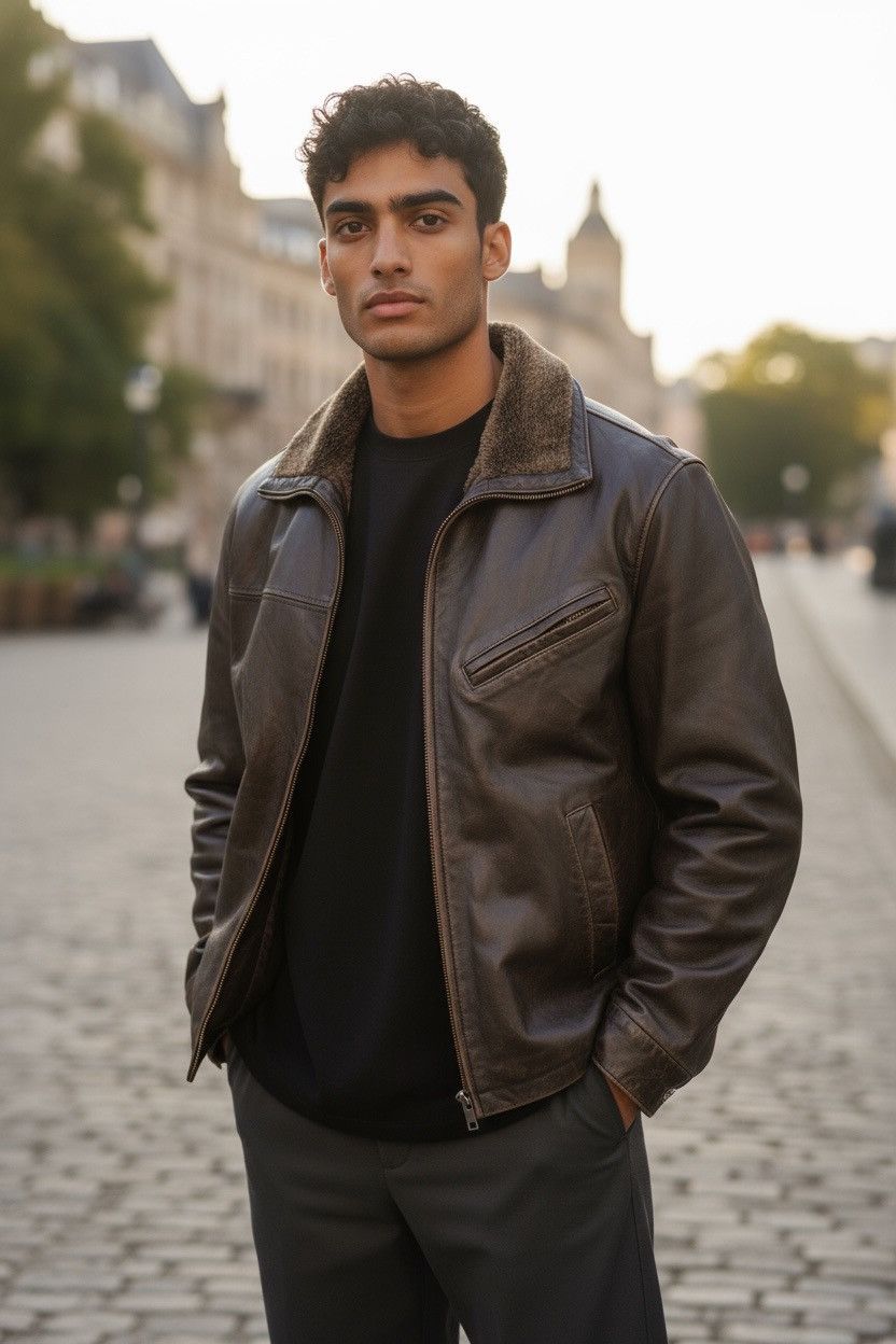 Other Oxide Men’s Brown leather coat with zip out Lining faux fur Size US XXL / EU 58 / 5 - 2 Thumbnail