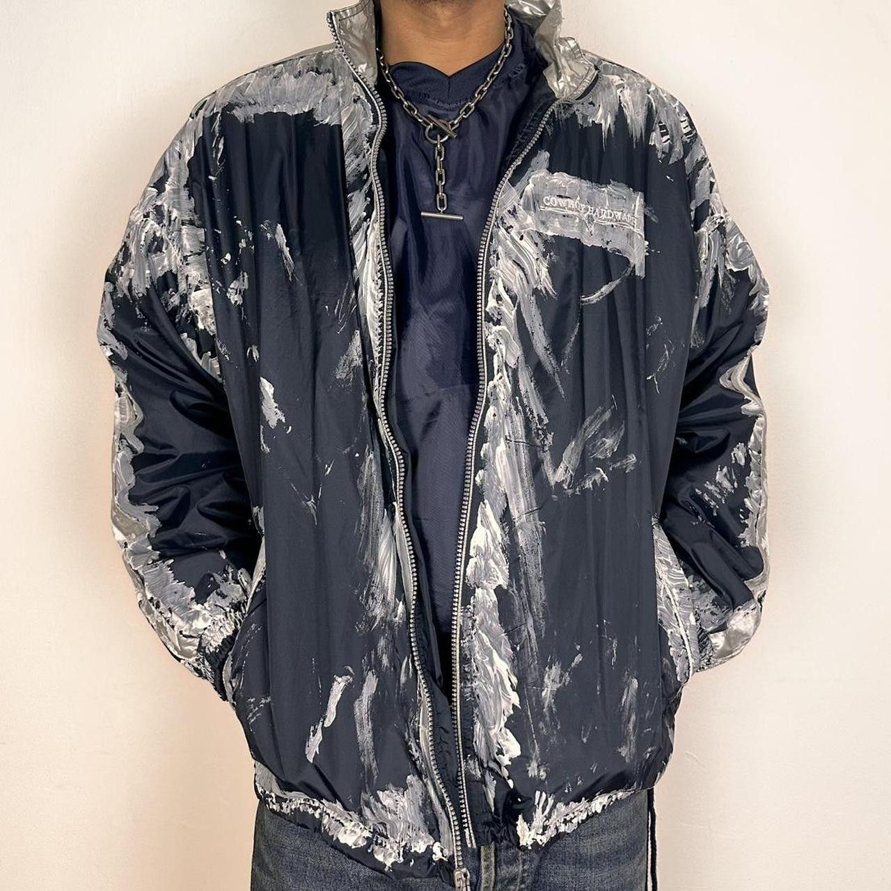 Vintage ASTROBOI* White Painted Blue Nylon Windbreaker - XXL Size US XXL / EU 58 / 5 - 2 Thumbnail