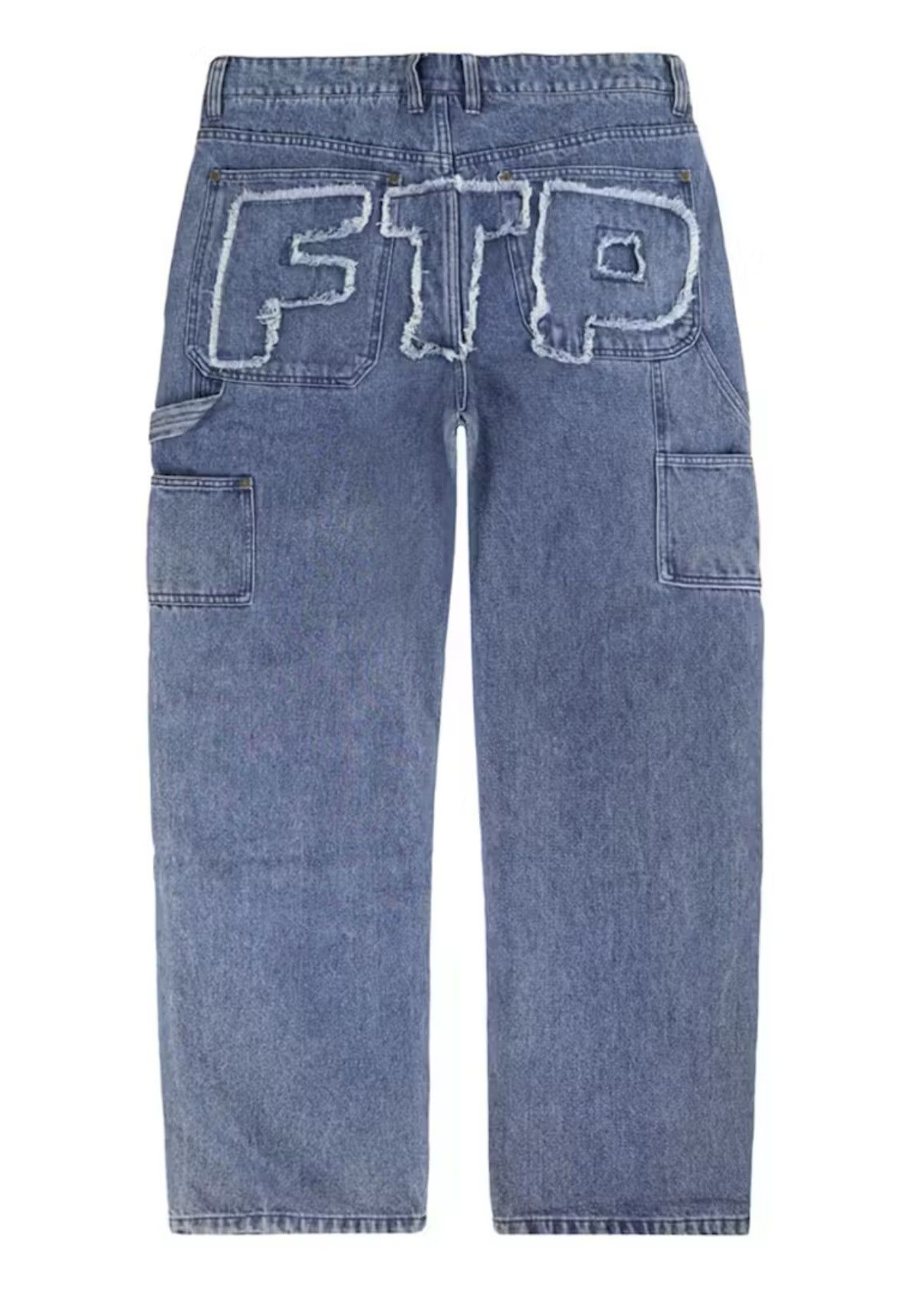 Fuck The Population FTP Frayed Denim Logo Carpenter Pant Washed Indigo Size 36 Size US 36 / EU 52 - 1 Thumbnail