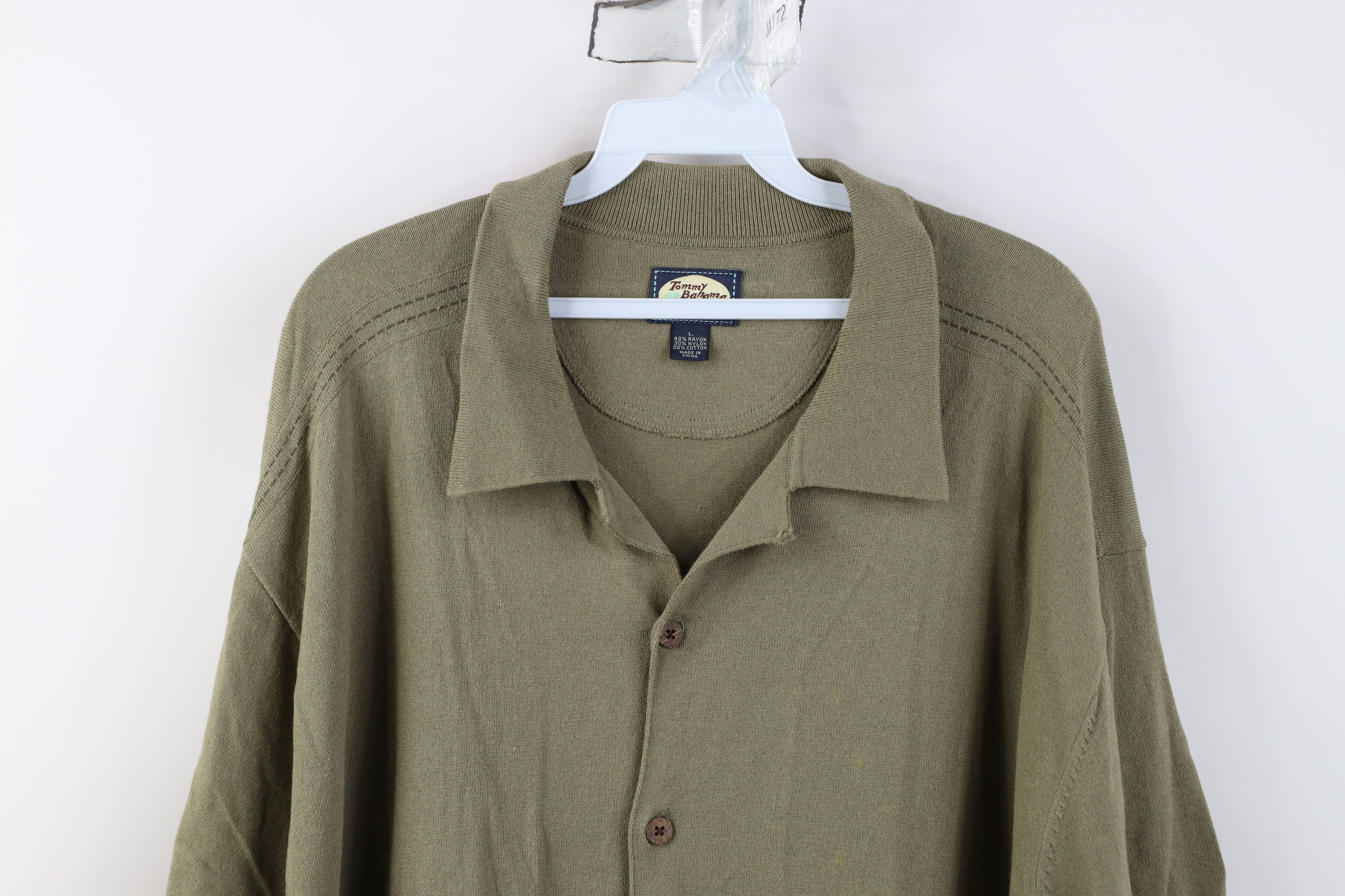 Tommy Bahama Vintage Tommy Bahama Blend Knit Looped Collar Button Shirt Size US L / EU 52-54 / 3 - 2 Thumbnail