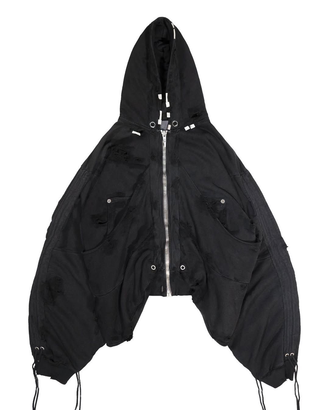 Shine Luxury “GOLUCIDA” Layered Zipper Cargo Hoodie THRASHED