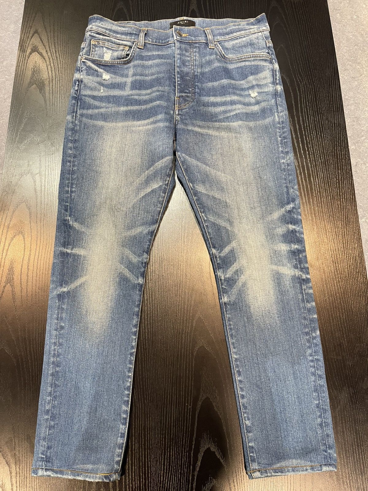 Amiri Size 34 - Amiri Plain Blue Honeycomb Denim Retail $1,090 Size US 34 / EU 50 - 1 Thumbnail