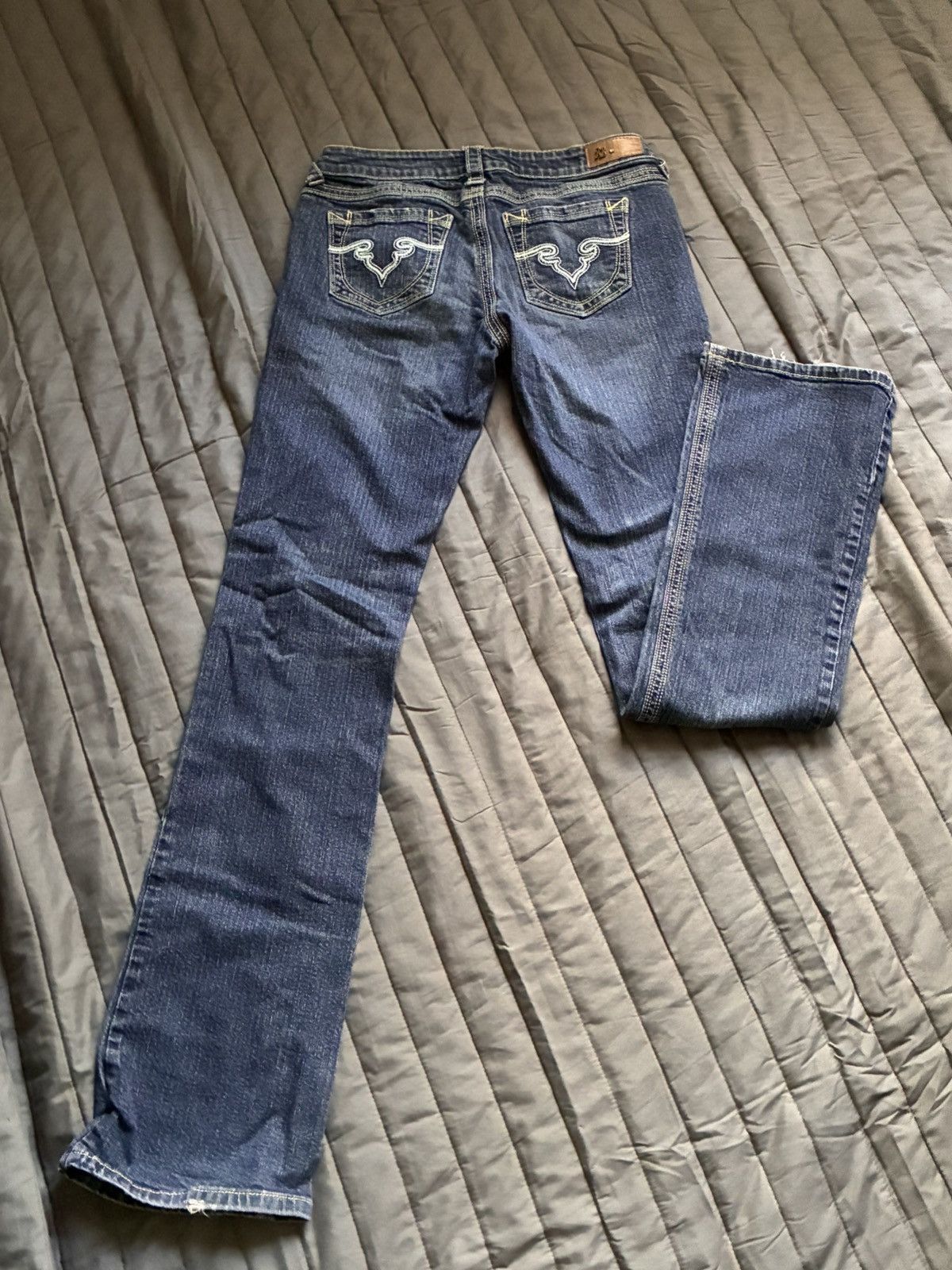 Other Early 2000s Style Royal Blue Brand Low rise Boot Cut jeans Size 37" - 2 Thumbnail