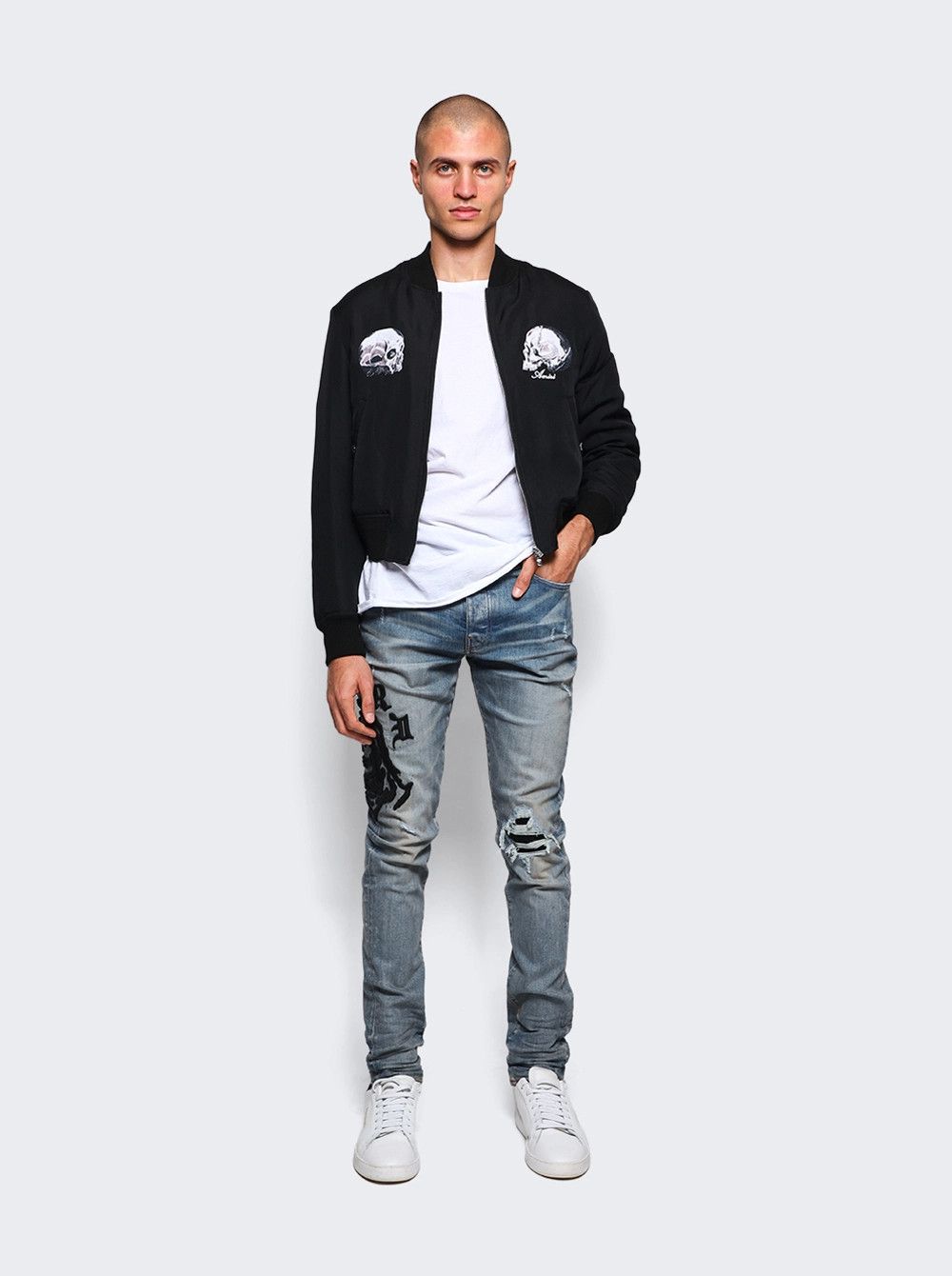 Amiri o1gr1nt0426 Wes Lang Reaper Logo Jeans in Clay Indigo Size US 31 - 2 Thumbnail