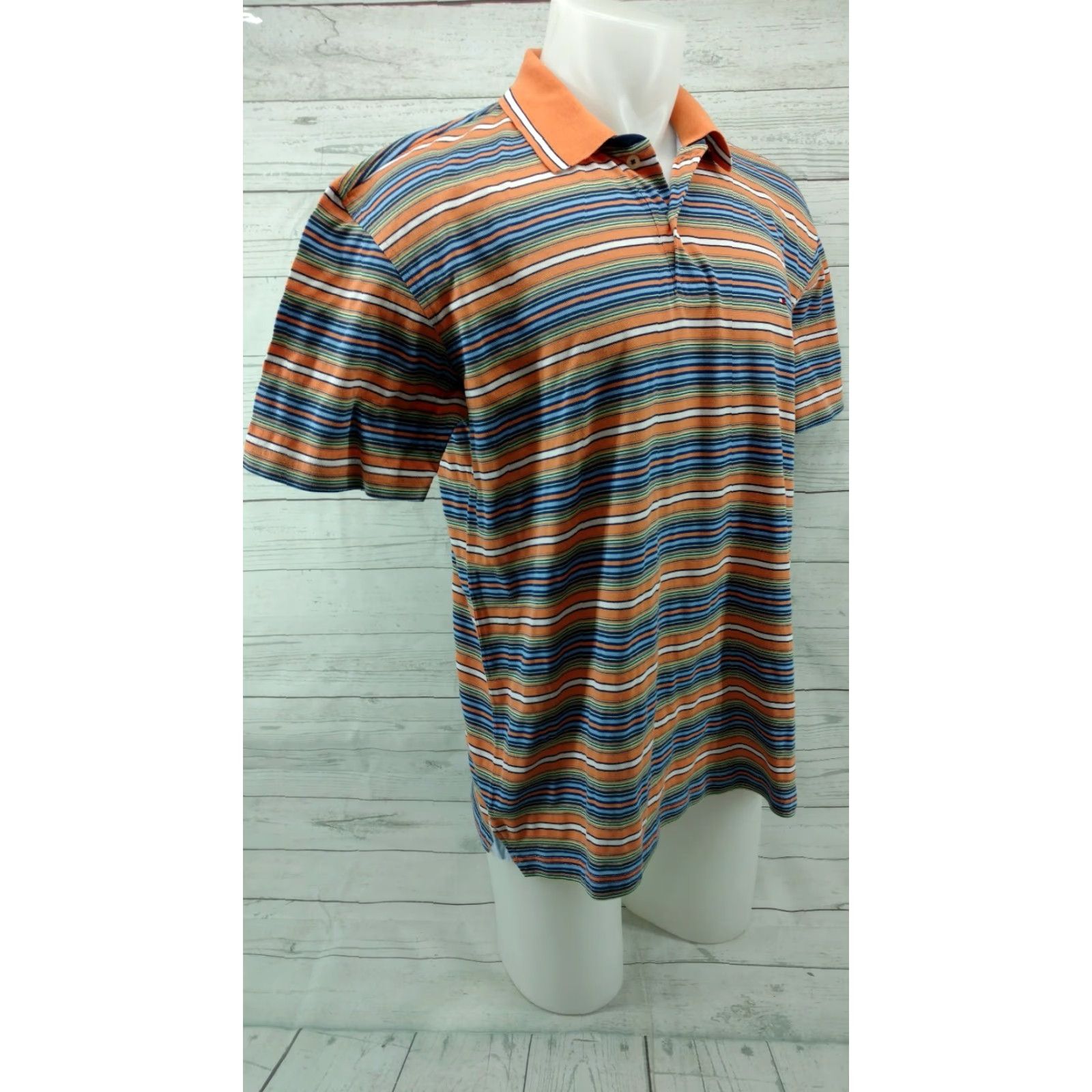 Tommy Hilfiger Tommy Hilfiger Polo Shirt Striped Orange Large Mens Casual Vintage Shirt Size US L / EU 52-54 / 3 - 3 Thumbnail