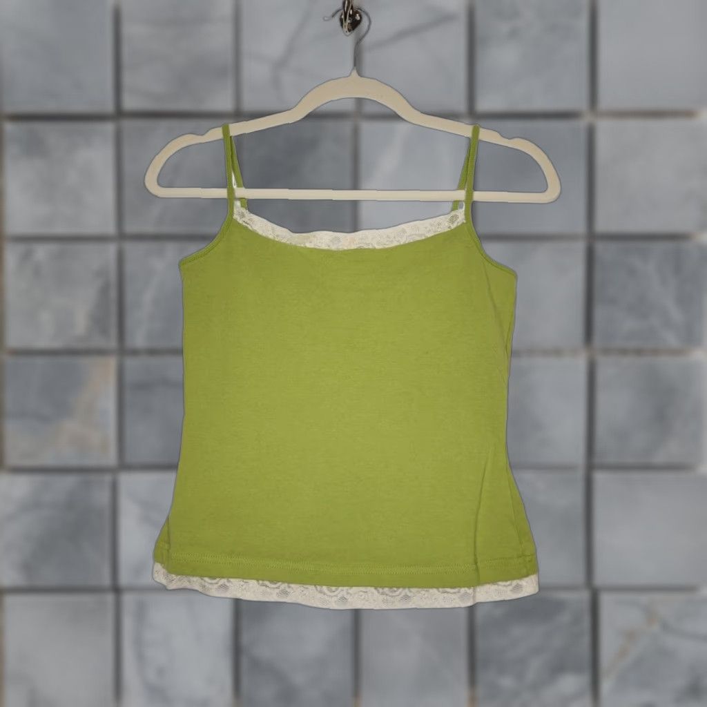 Faded Glory VINTAGE Faded Glory Tank Women Small Green Y2K Fairy Whimsy Lace Cami Bra Size ONE SIZE - 1 Thumbnail