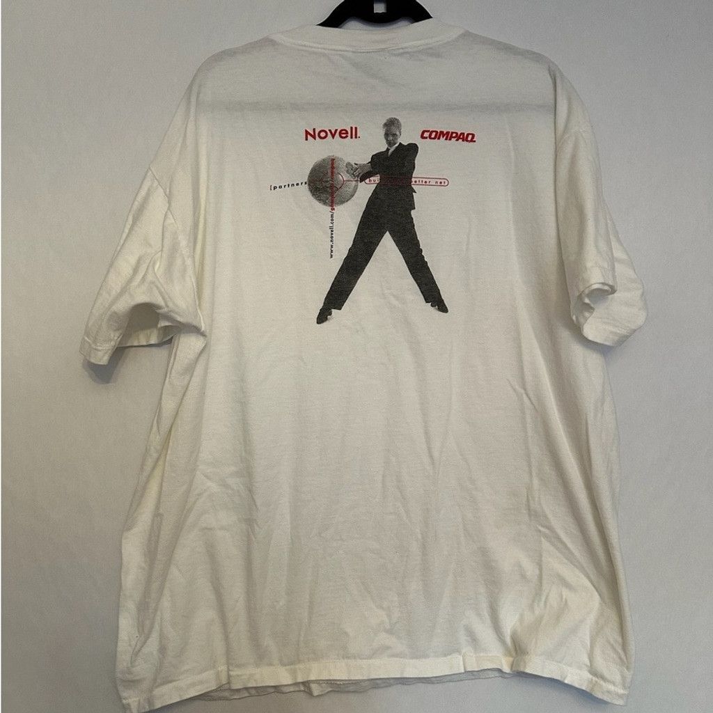 Vintage Novell Compaq Tee Oneita Power-T XL White 90s Tech Promo Size US XL / EU 56 / 4 - 8 Thumbnail