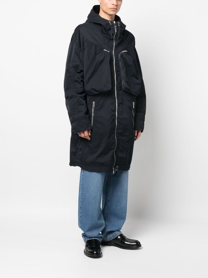 Blue Technical Hooded Parka Coat