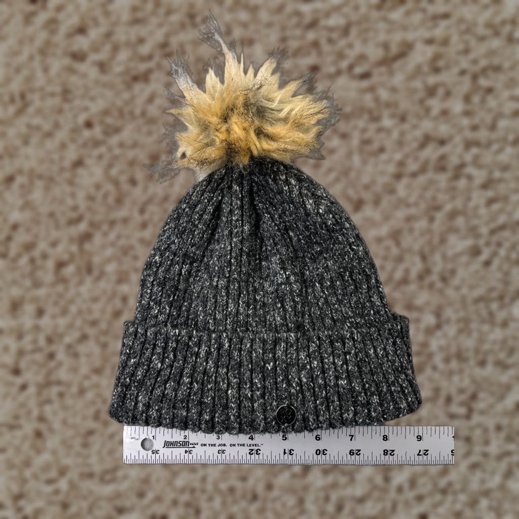 Vintage ROXY Beanie Hat One Size Gray Wool Blend Knit Lined Pom Ski Women's Size ONE SIZE - 1 Thumbnail