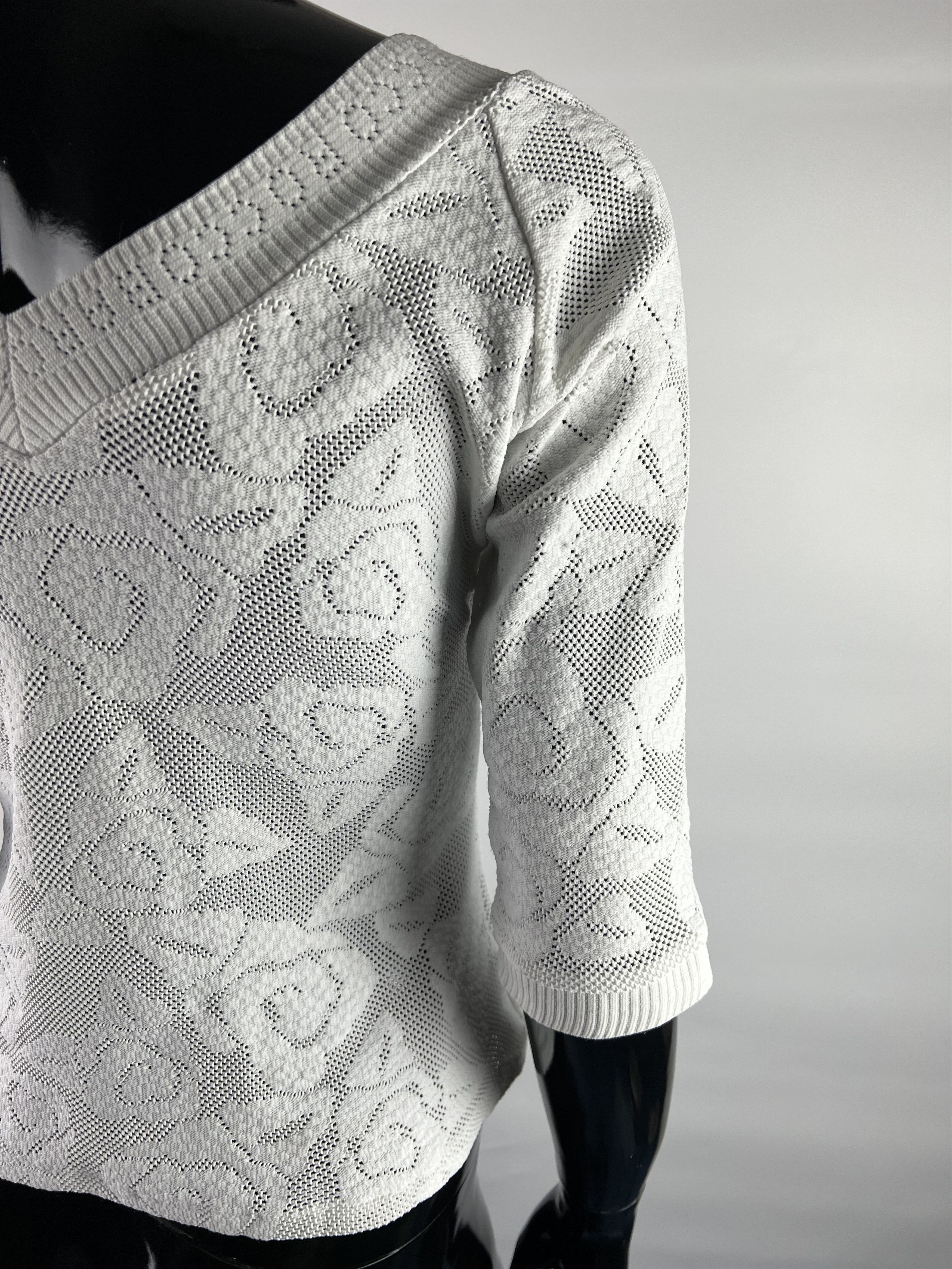Other Roccobarocco White Mesh V-Neck Top Blouse Size US6 Size M / US 6-8 / IT 42-44 - 6 Thumbnail