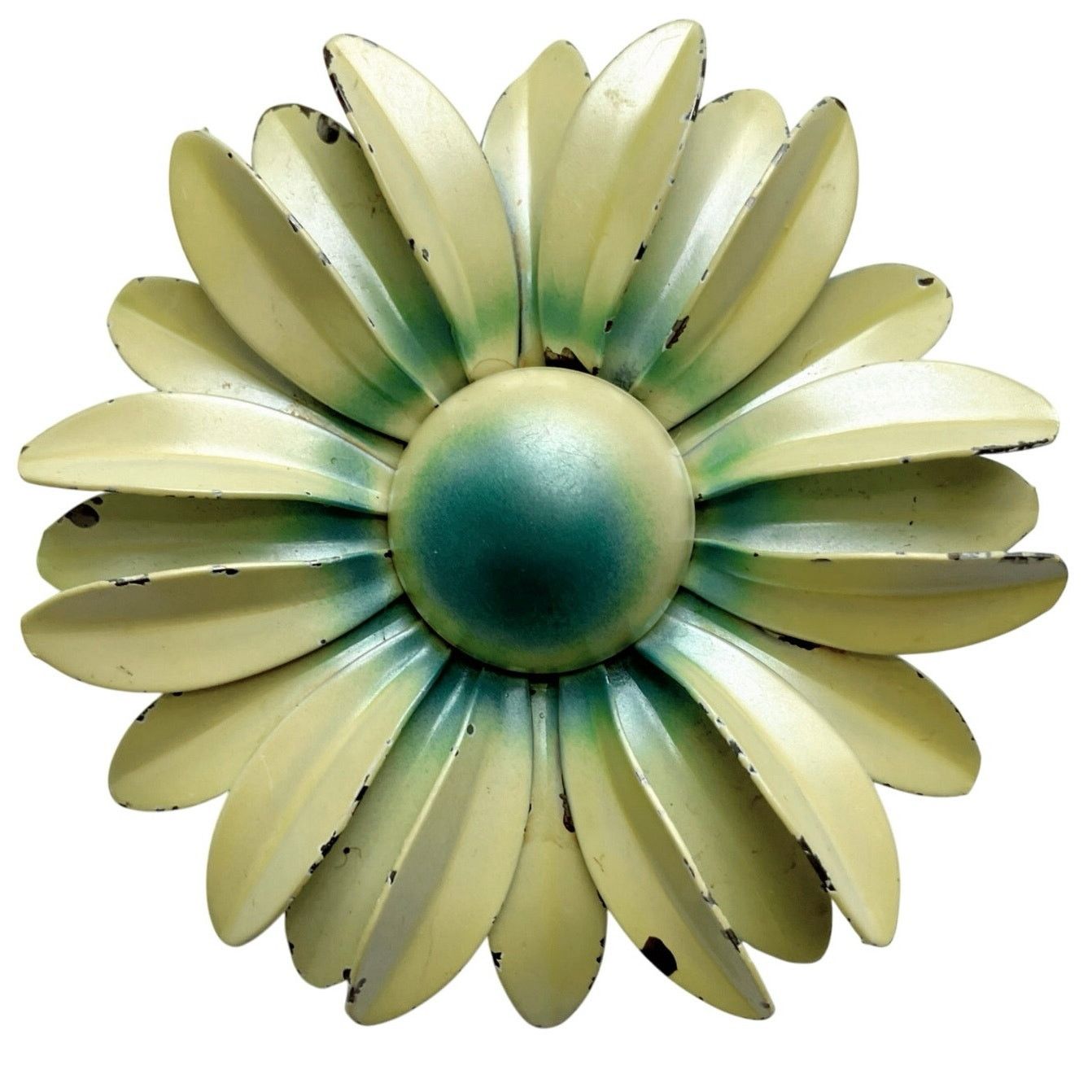 Vintage VTG 1960s Mod Cream Yellow Enamel Daisy Flower Power Brooch Size ONE SIZE - 1 Thumbnail