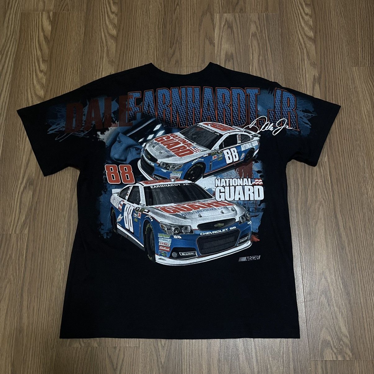 NASCAR × Vintage Y2K Dale Earnhardt Jr. NASCAR green black all over print tee Size US L / EU 52-54 / 3 - 4 Thumbnail