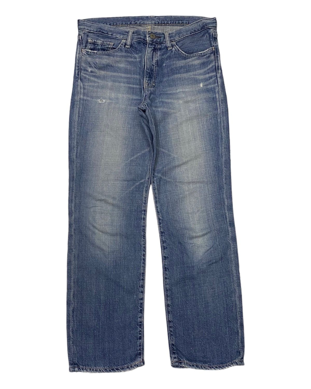 image of Hysteric Glamour x Omnigod Distress Selvedge Denim Jeans Cropped in Blue, Men's (Size 31)