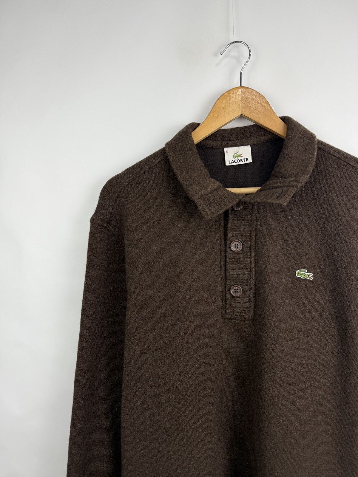 Lacoste 🇫🇷 Vintage 90s Lacoste Wool Brown Sweater Made in France Y2K Size US XL / EU 56 / 4 - 3 Thumbnail