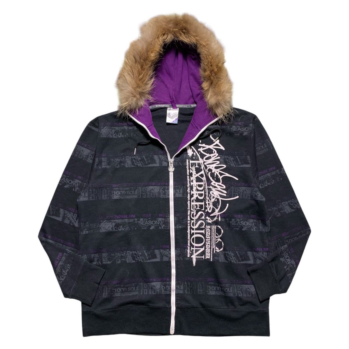 Japanese Brand B One Soul Fur Zipper Hoodie Japanese Brand Size US XL / EU 56 / 4 - 1 Thumbnail