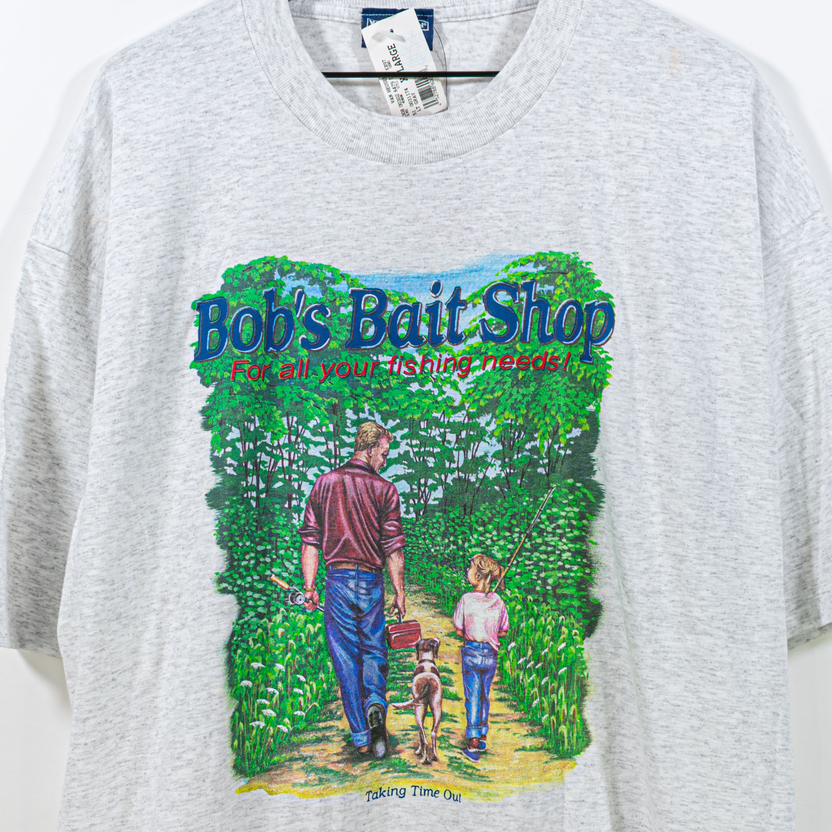 Vintage Van Heusen Bob's Bait Shop Art T-Shirt XL VTG 90s NWT Retro