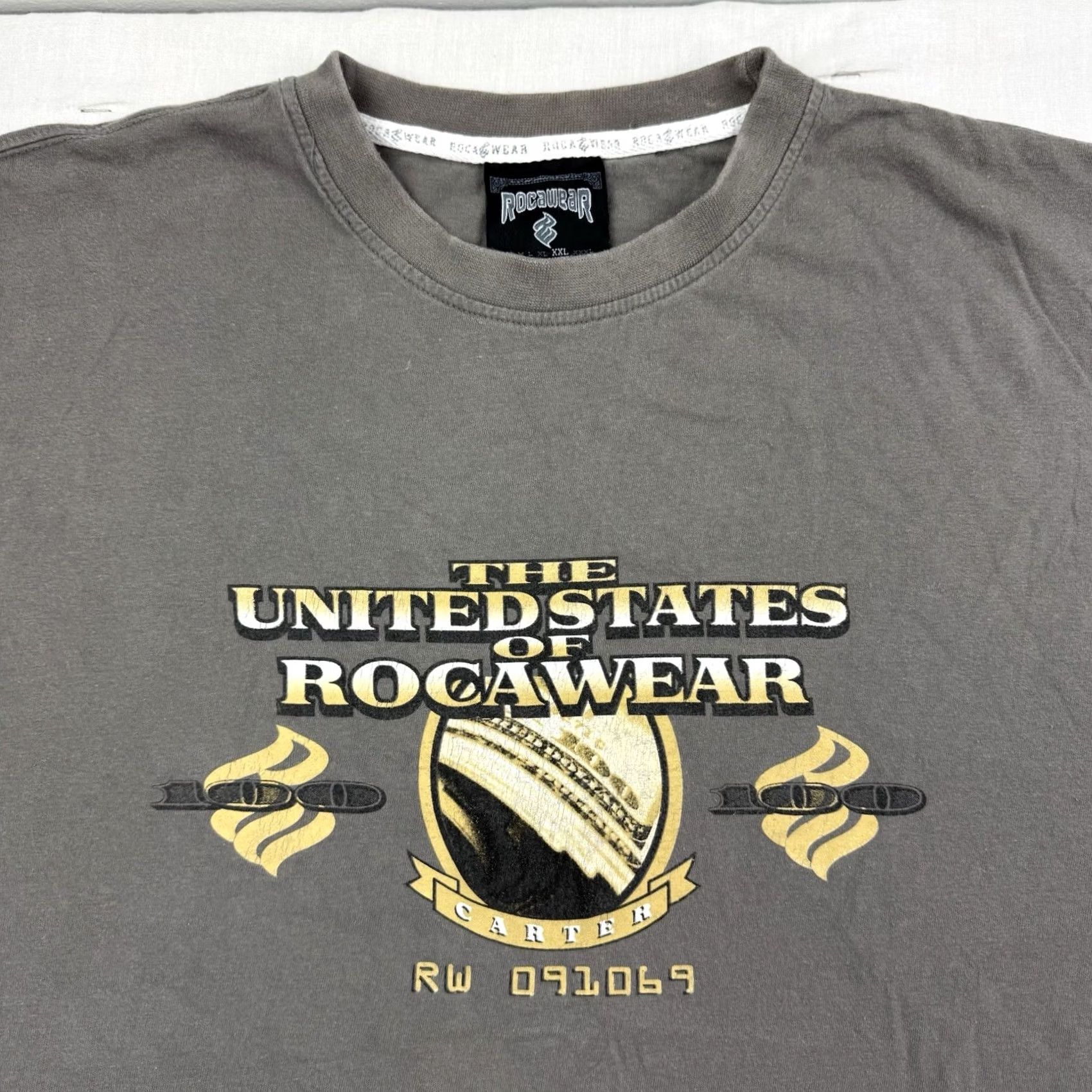 Rocawear VINTAGE Rocawear T Shirt Adult 2XL Gray Cotton Short Sleeve Crew Neck 90s Y2K Hip Hop Punk United States Of Rocawear Mens Size US XXL / EU 58 / 5 - 3 Thumbnail
