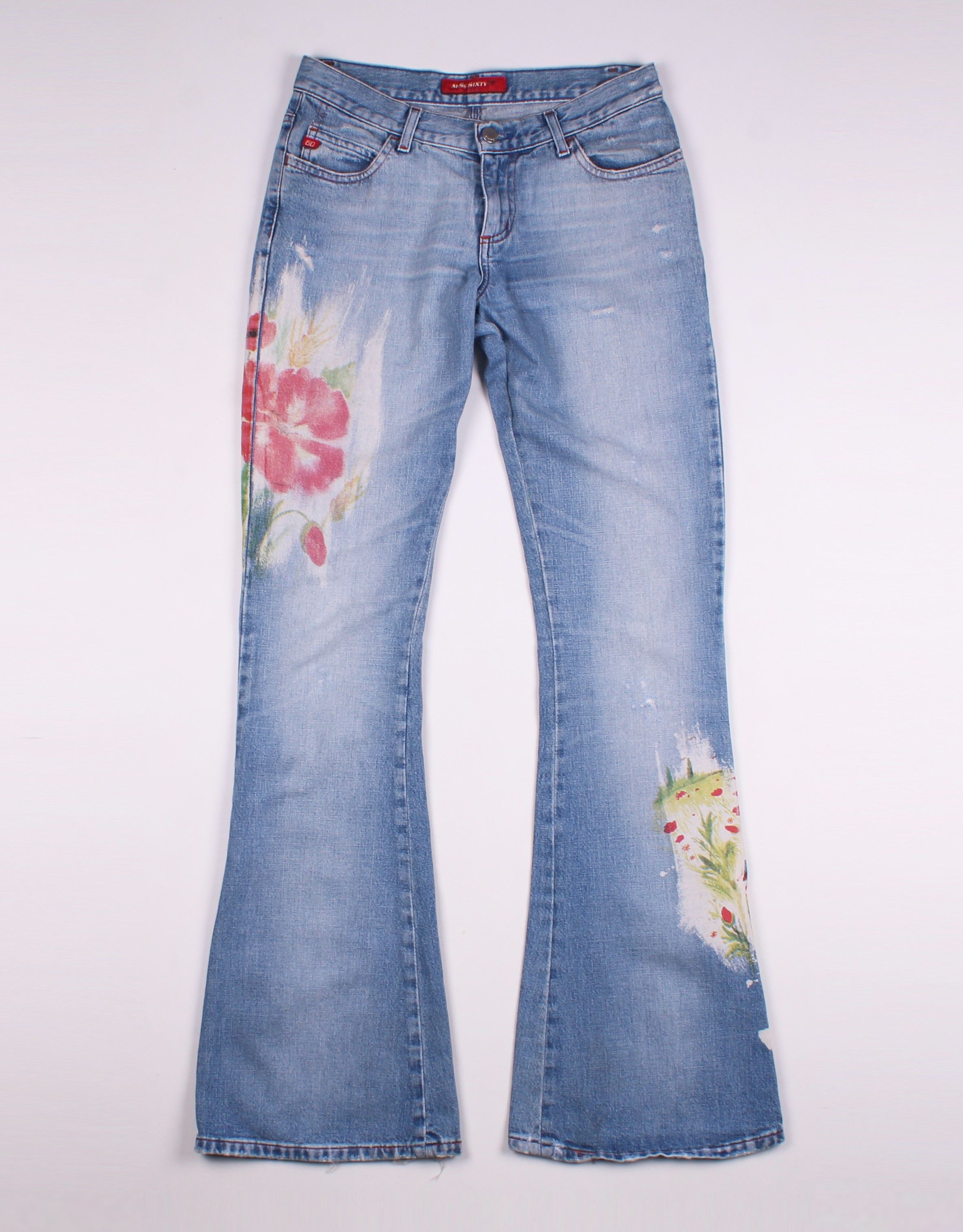 Vintage Miss Sixty Y2K Distressed Bootcut Floral Jeans