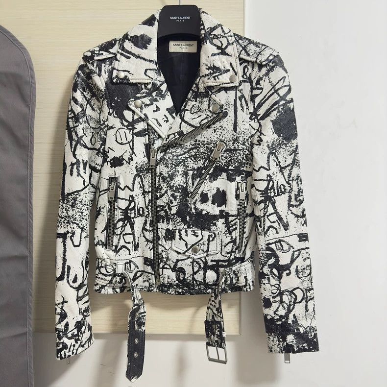 Saint Laurent Paris saint Laurent paris16 FW painted knight leather jacket 25 Size XS / US 0-2 / IT 36-38 - 1 Thumbnail