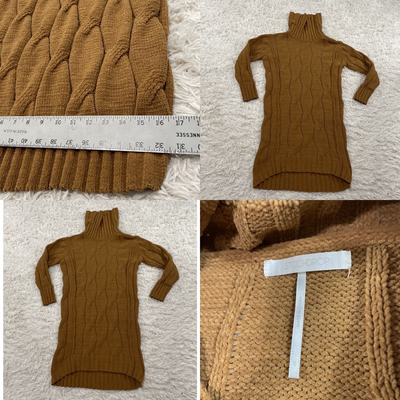 Vintage VINTAGE STITCHDROP Cable Knit Dress Women S Brown Turtleneck Chunky 90s Boho Minimalism Sweater Dress Size S / US 4 / IT 40 - 9 Thumbnail